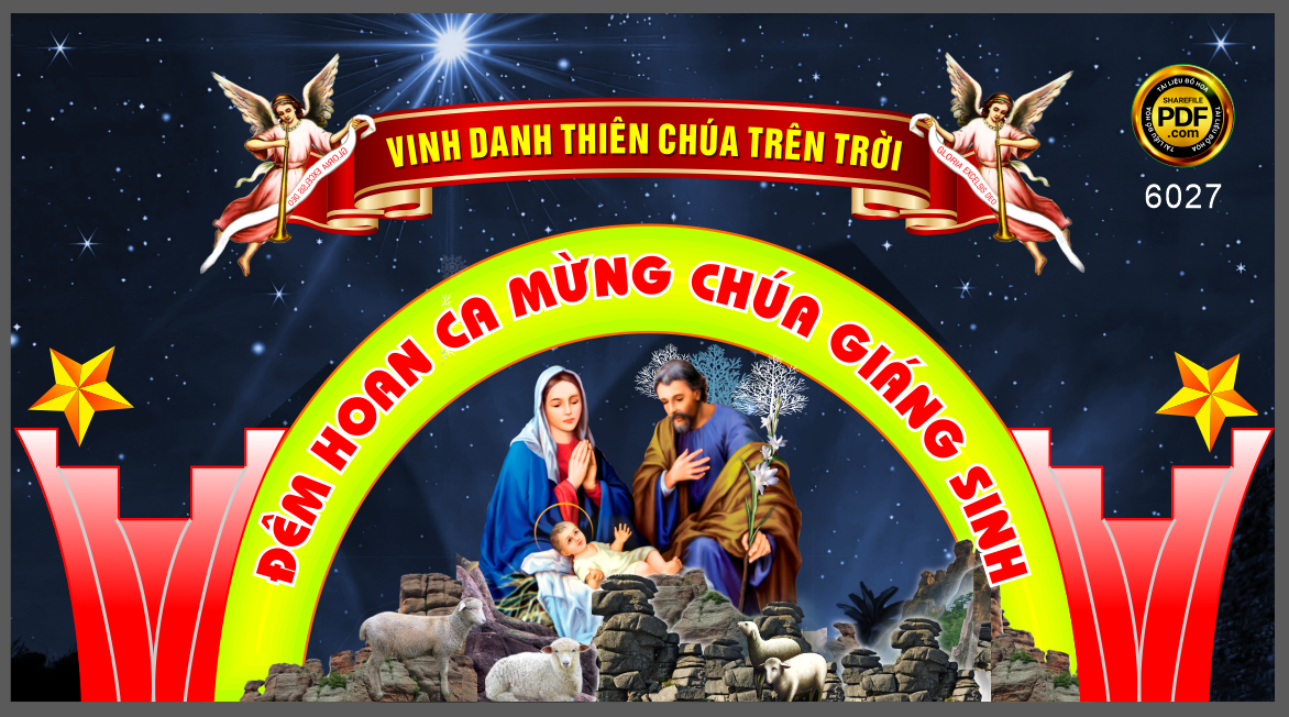 Backdrop Đêm hoan ca mừng chúa giáng sinh 2022 file corel