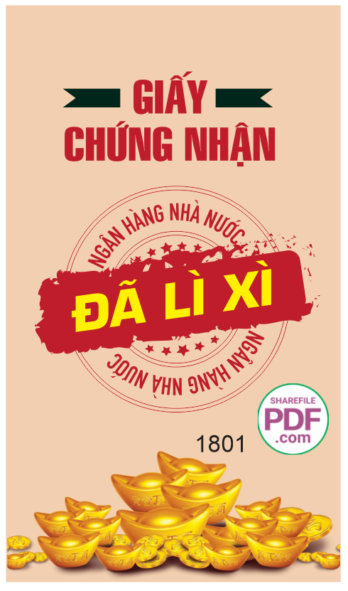 Bao lì xì Giấy chứng nhận đã lì xì #2 file PDF & CDR