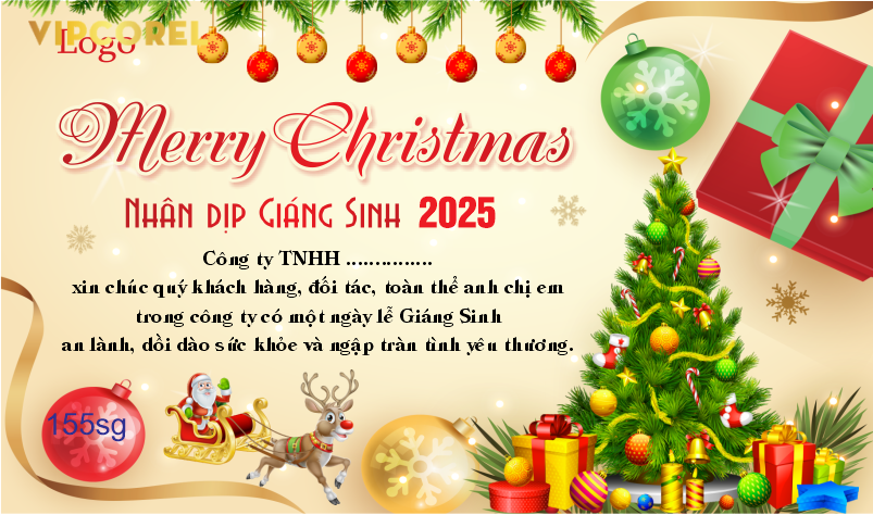 Thiệp chúc mừng nhân dịp Giáng Sinh 2025 corel