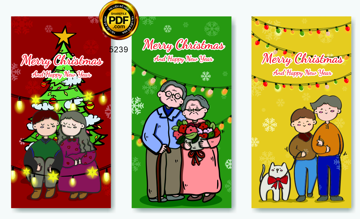 Thiệp giáng sinh Merry christmas and Happy new year