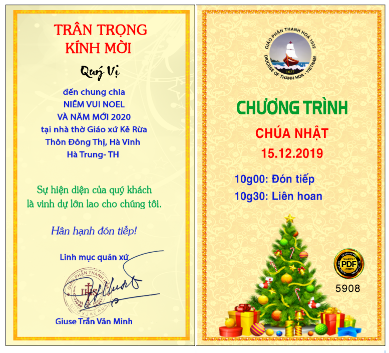 Thiệp mời merry christmas – nhà thờ giáo xứ kẻ rừa