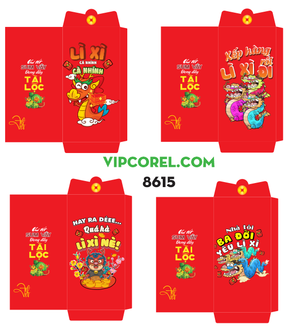 Tổng hợp mẫu bao lì xì Giáp Thìn 2024 đẹp