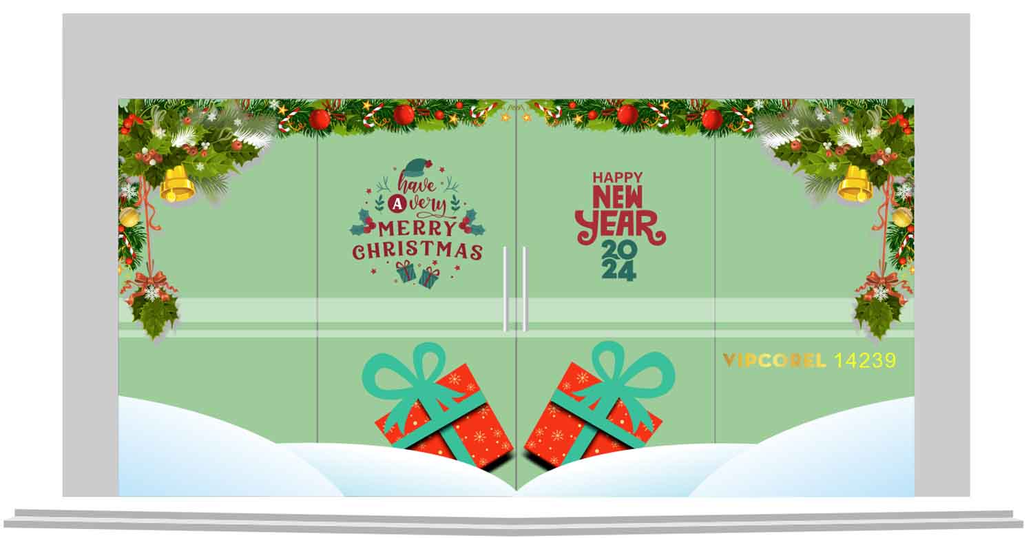 Market trang trí cửa kính Giáng Sinh 2025 file corel #4