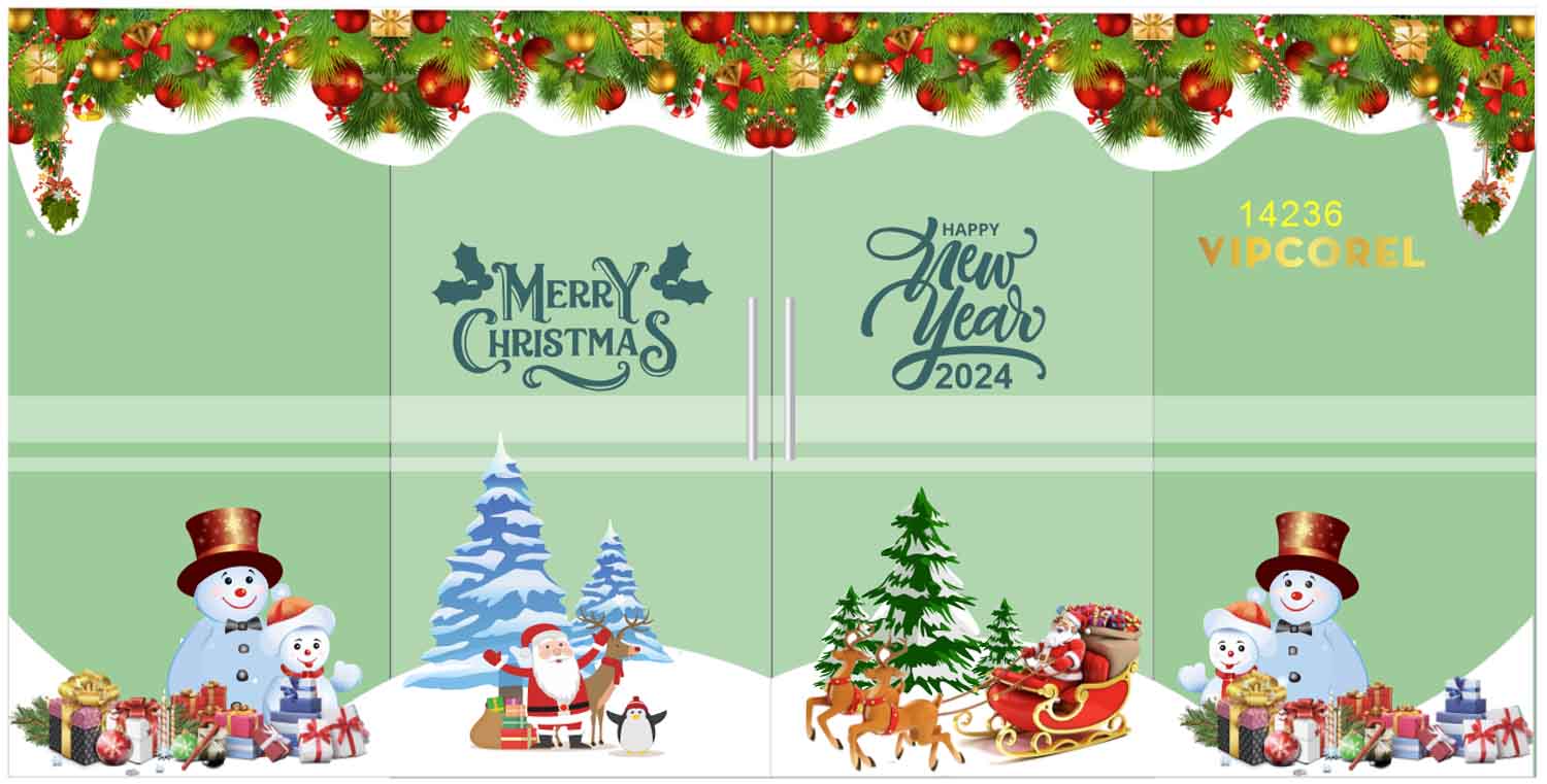 Market trang trí cửa kính Giáng Sinh 2025 file corel