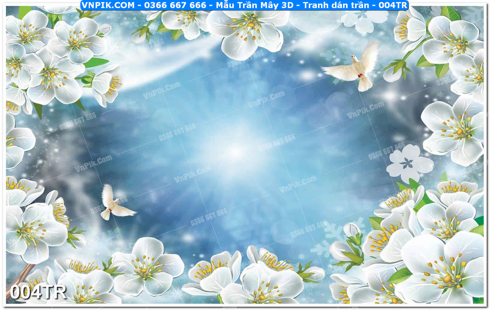 Mẫu Trần Mây 3D – Tranh dán trần 004TR