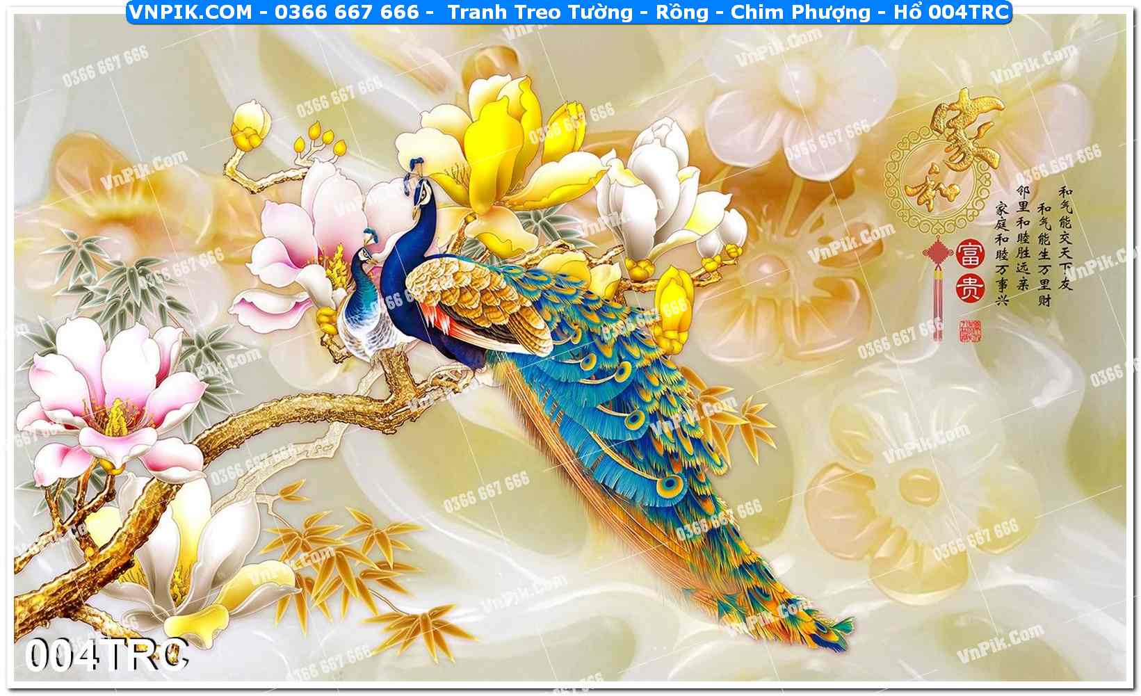 Tranh Treo Tường – Rồng – Chim Phượng – Hổ 004TRC