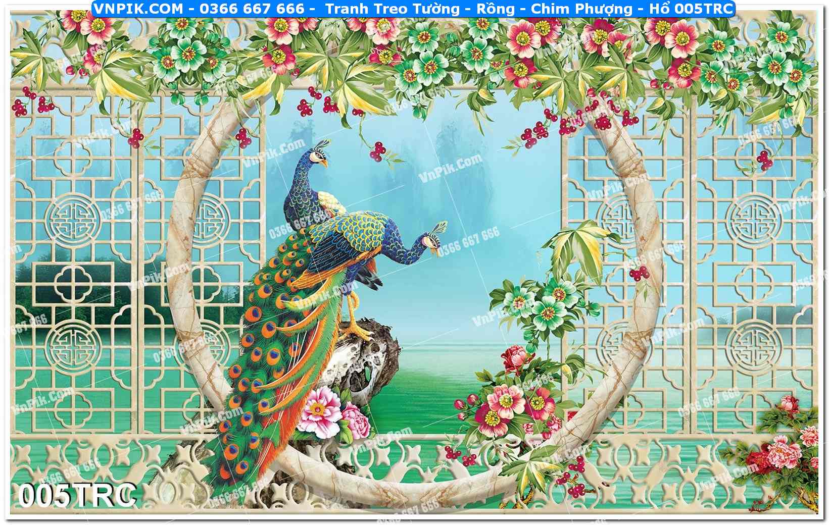 Tranh Treo Tường – Rồng – Chim Phượng – Hổ 005TRC