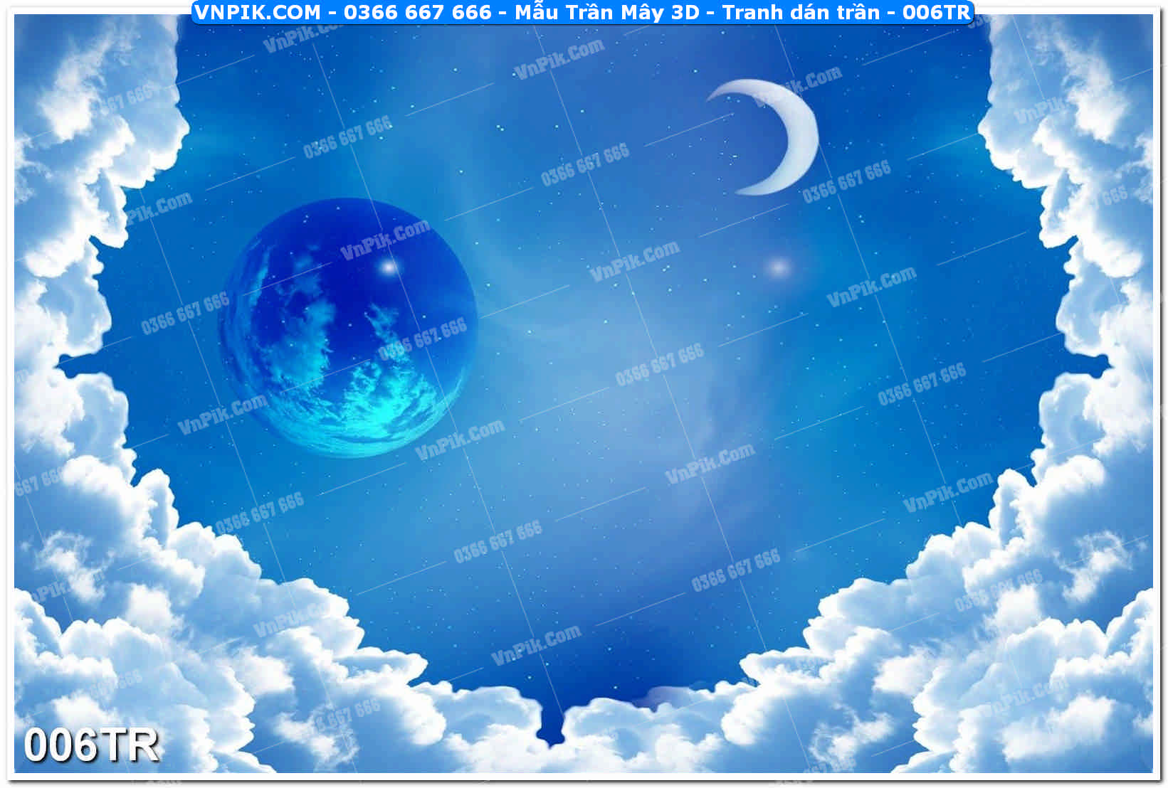 Mẫu Trần Mây 3D – Tranh dán trần 006TR