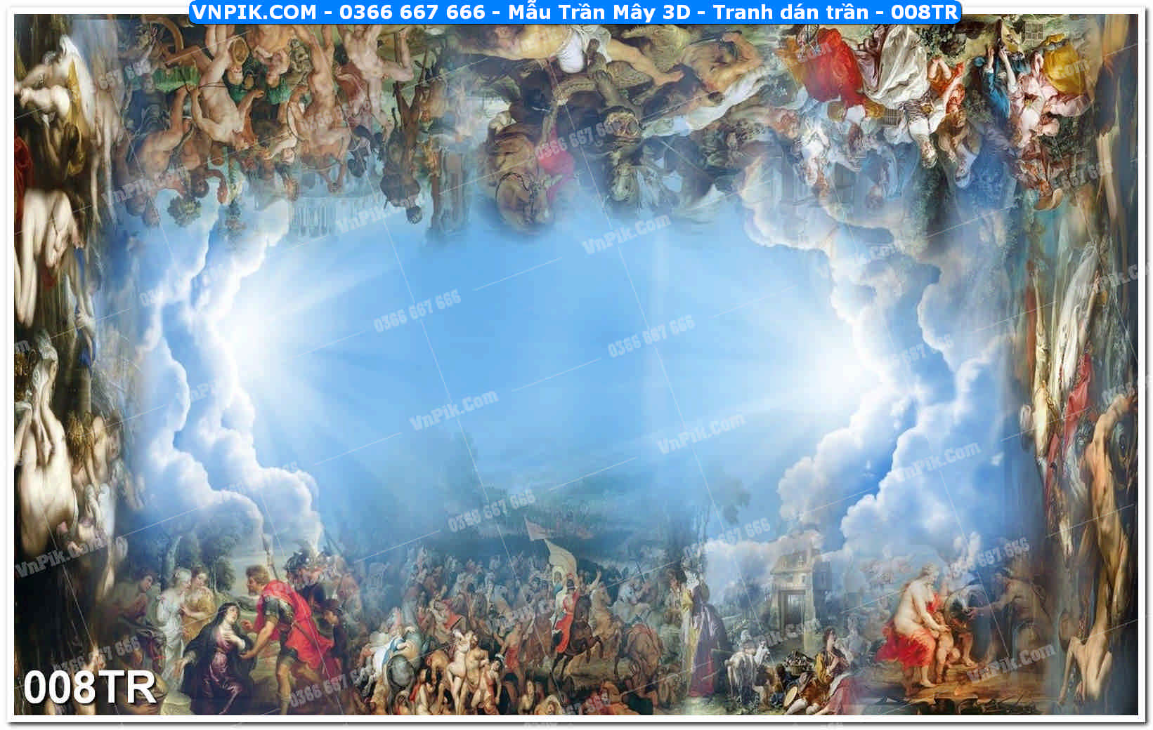 Mẫu Trần Mây 3D – Tranh dán trần 008TR
