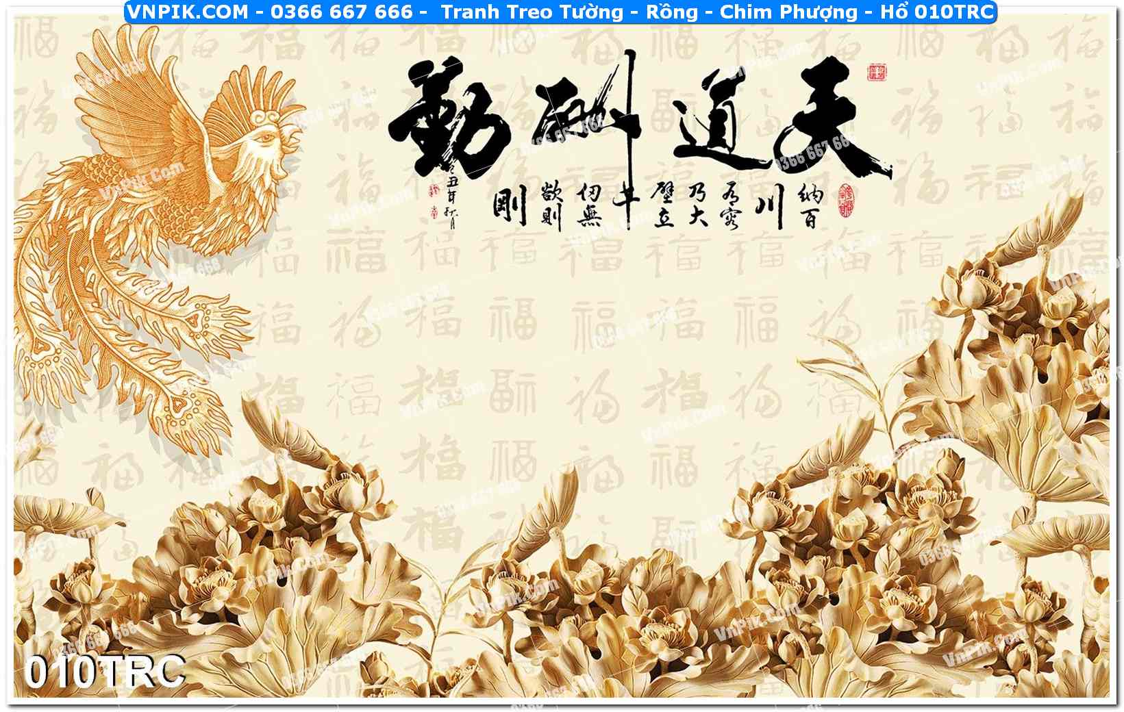 Tranh Treo Tường – Rồng – Chim Phượng – Hổ 010TRC
