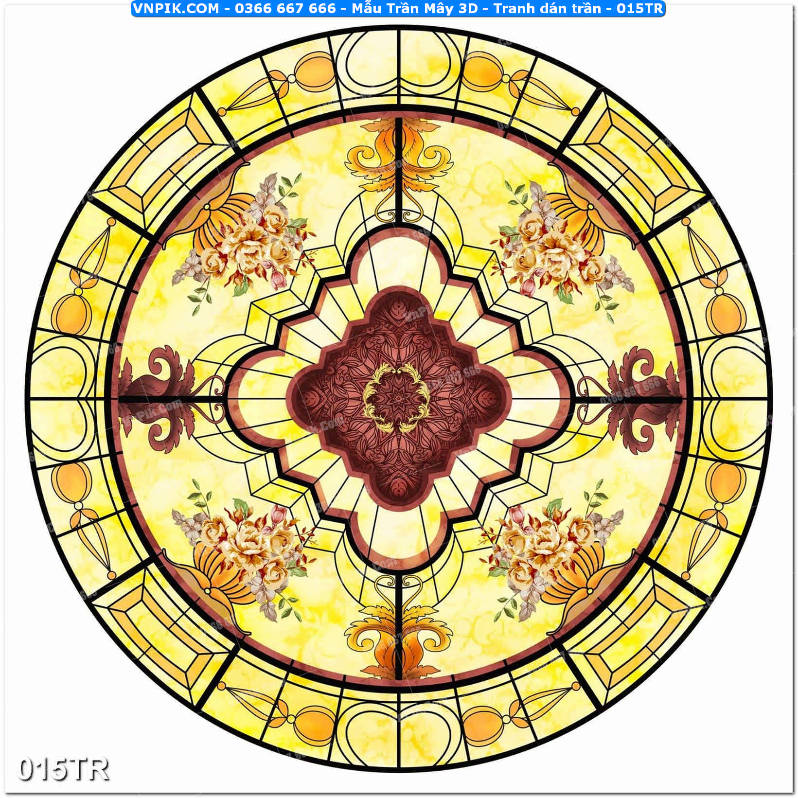 Mẫu Trần Mây 3D – Tranh dán trần 015TR