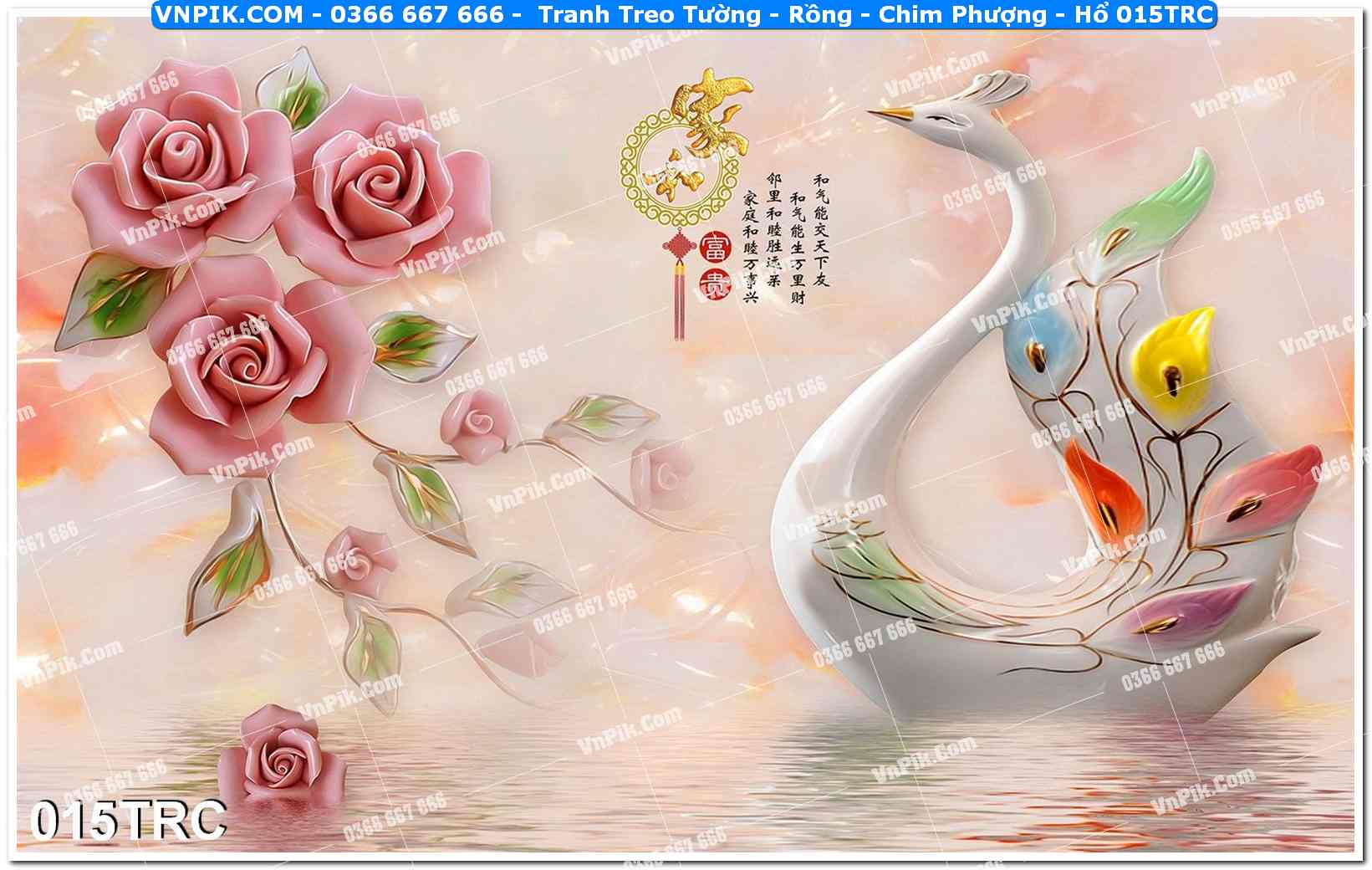 Tranh Treo Tường – Rồng – Chim Phượng – Hổ 015TRC