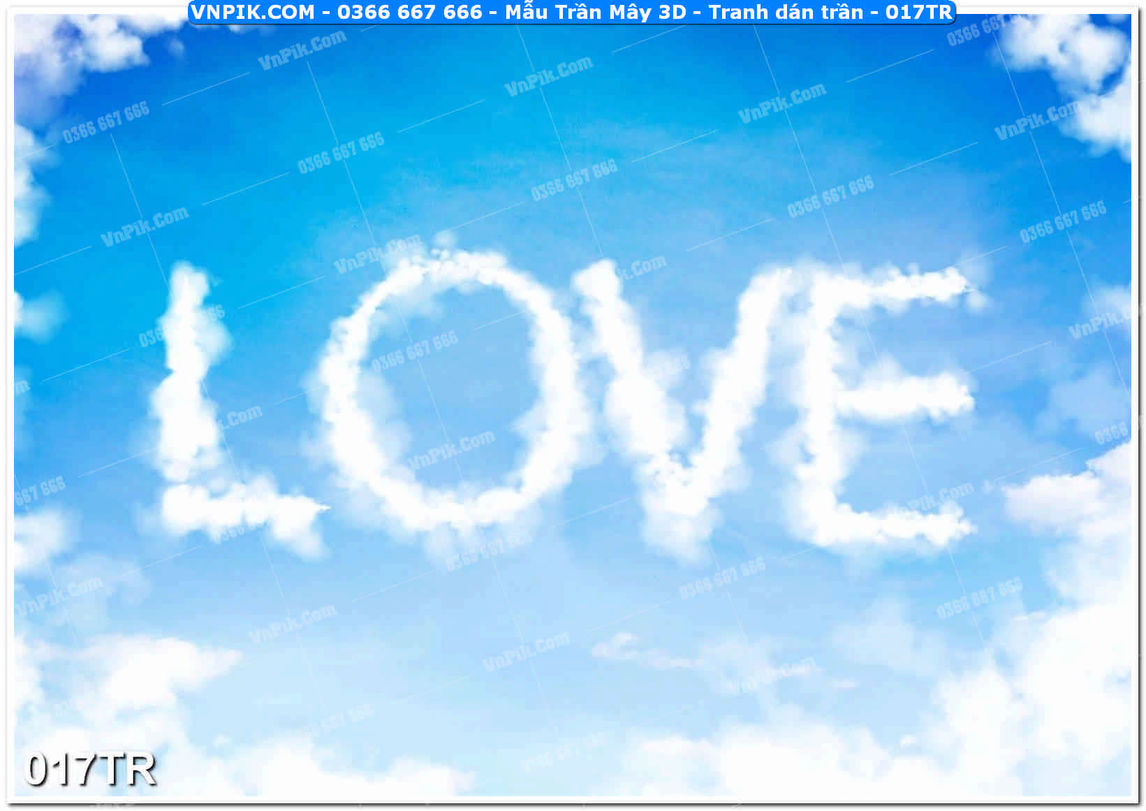 Mẫu Trần Mây 3D – Tranh dán trần 017TR
