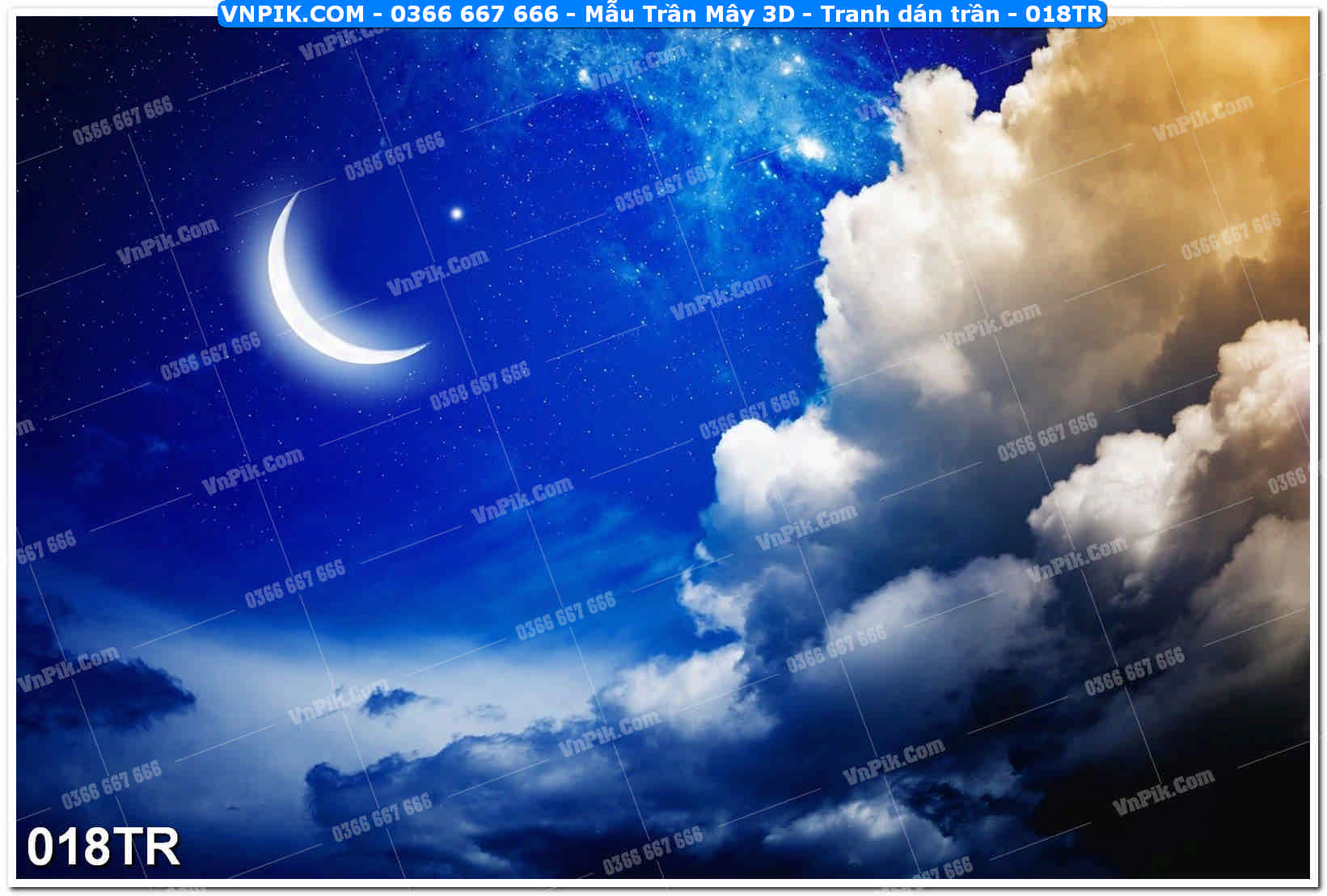 Mẫu Trần Mây 3D – Tranh dán trần 018TR