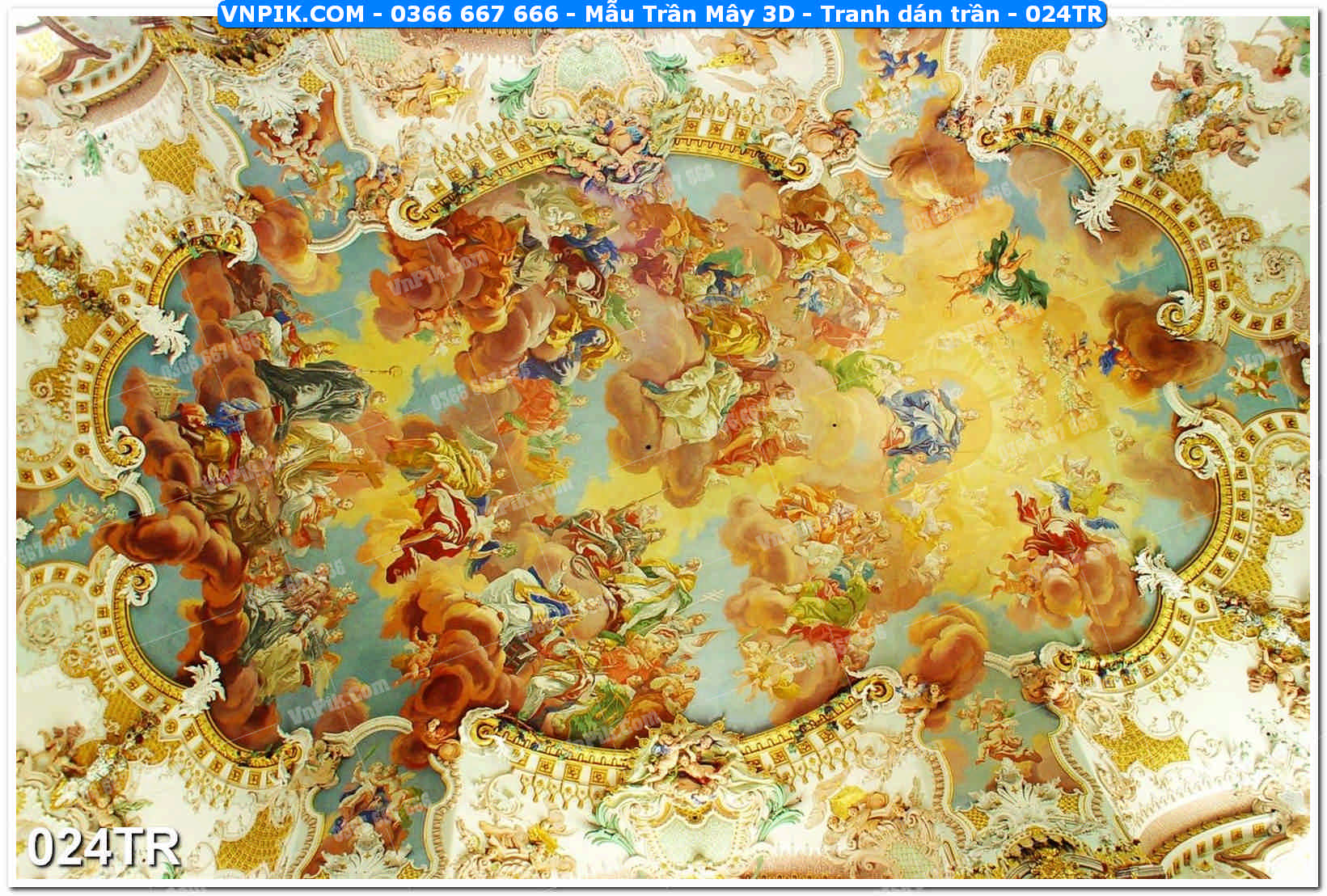 Mẫu Trần Mây 3D – Tranh dán trần 024TR