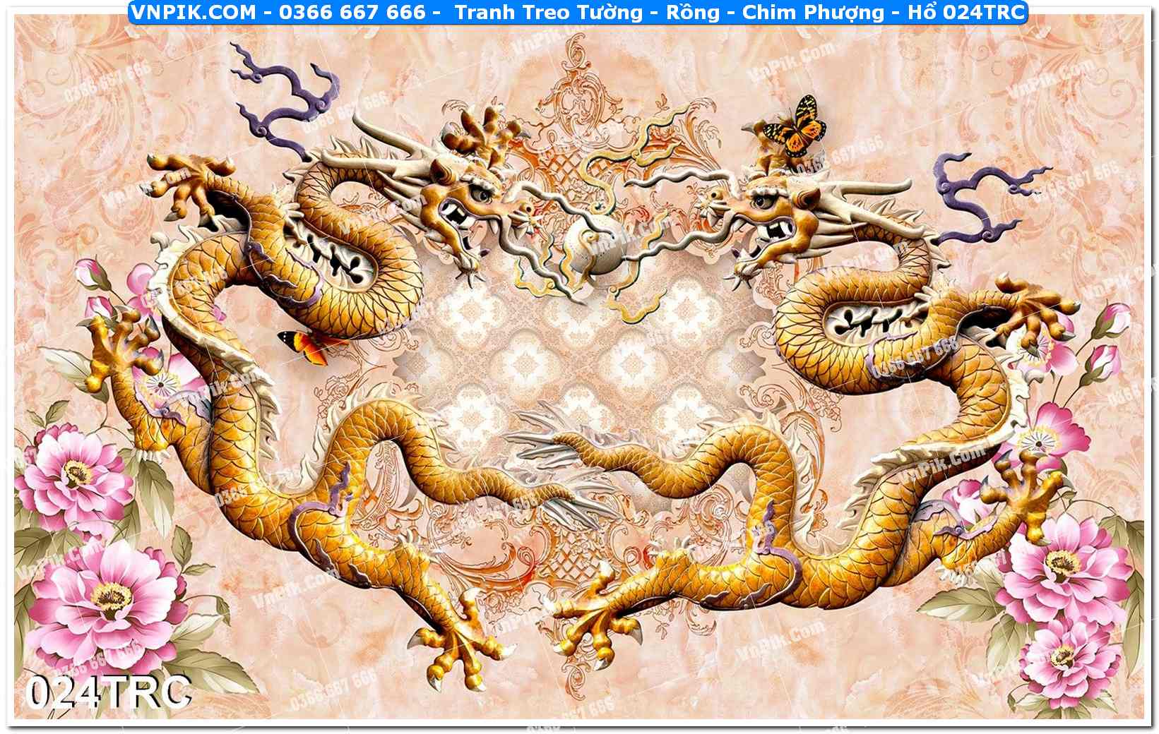 Tranh Treo Tường – Rồng – Chim Phượng – Hổ 024TRC