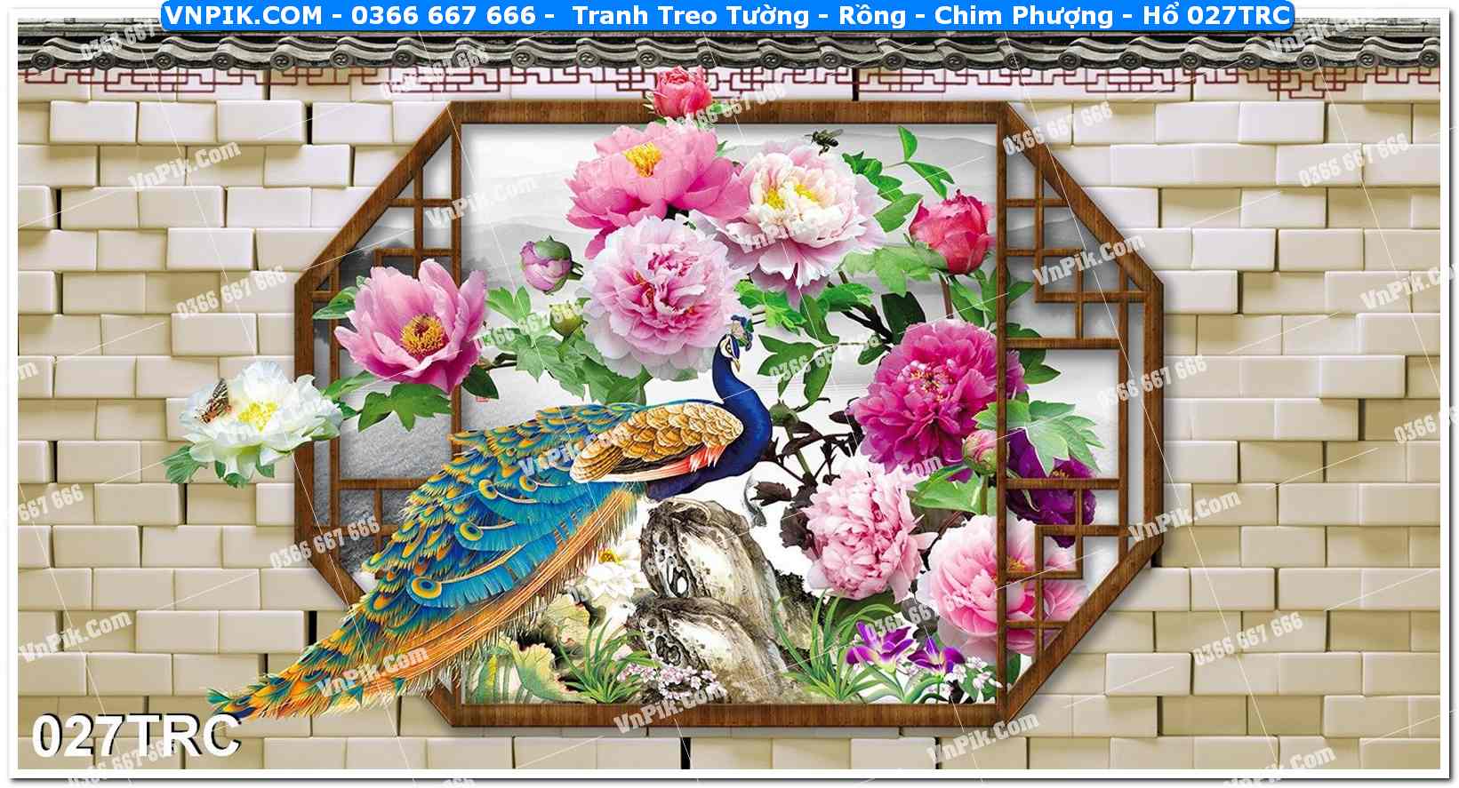 Tranh Treo Tường – Rồng – Chim Phượng – Hổ 027TRC