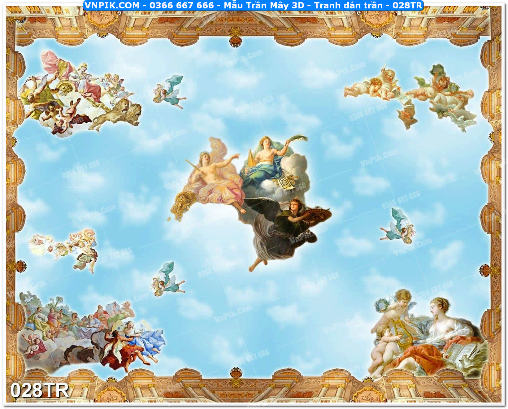 Mẫu Trần Mây 3D – Tranh dán trần 028TR