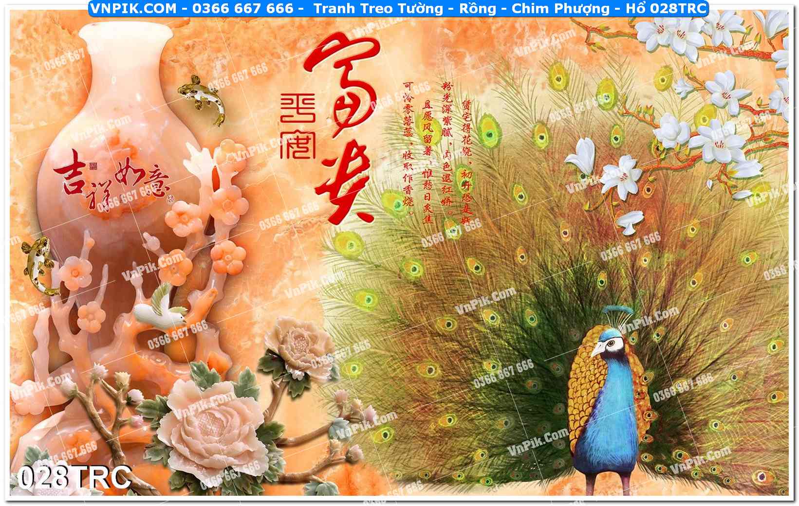 Tranh Treo Tường – Rồng – Chim Phượng – Hổ 028TRC