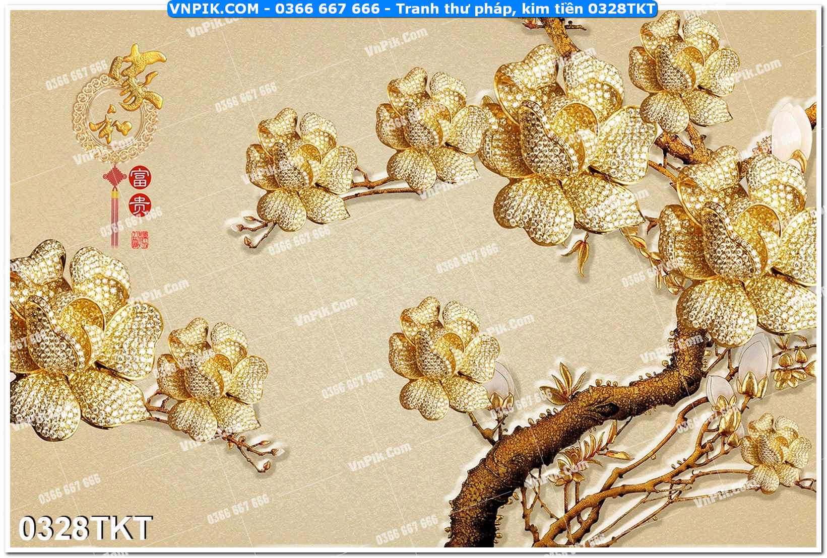 Tranh Thư Pháp – Kim Tiền 0328TKT