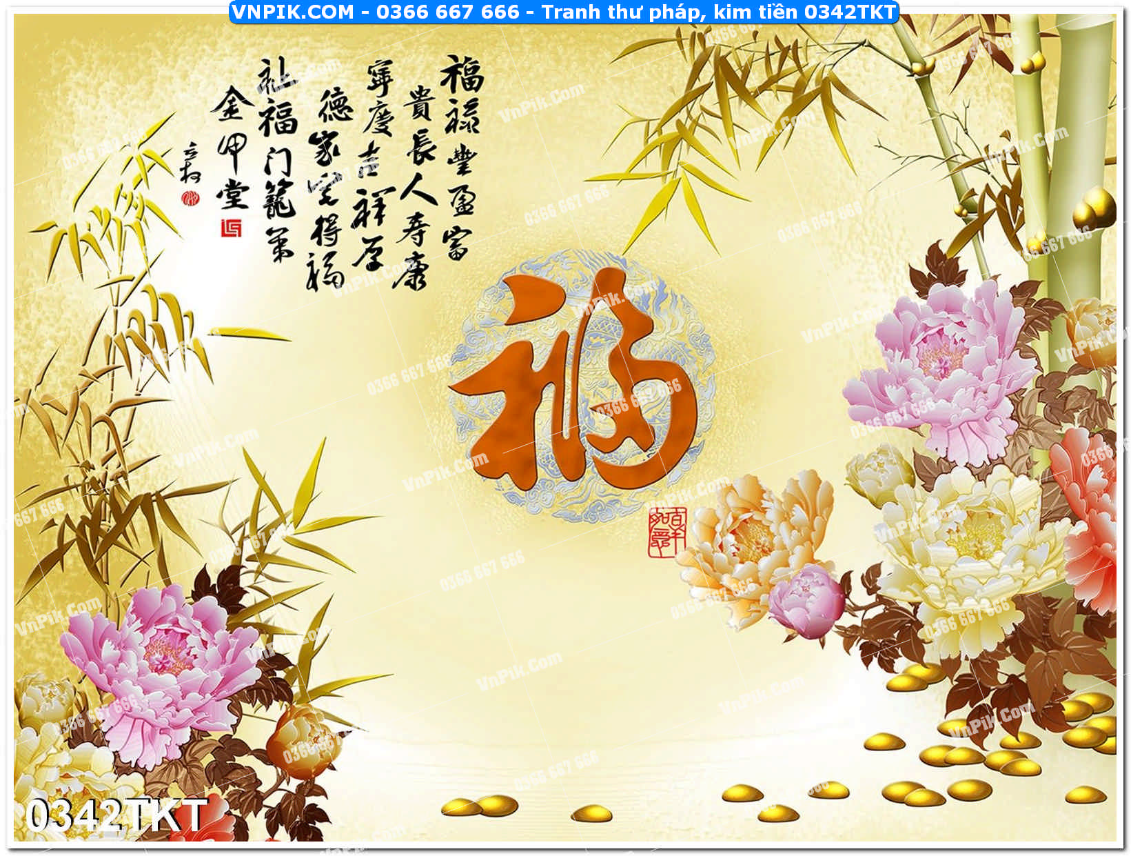 Tranh Thư Pháp – Kim Tiền 0342TKT