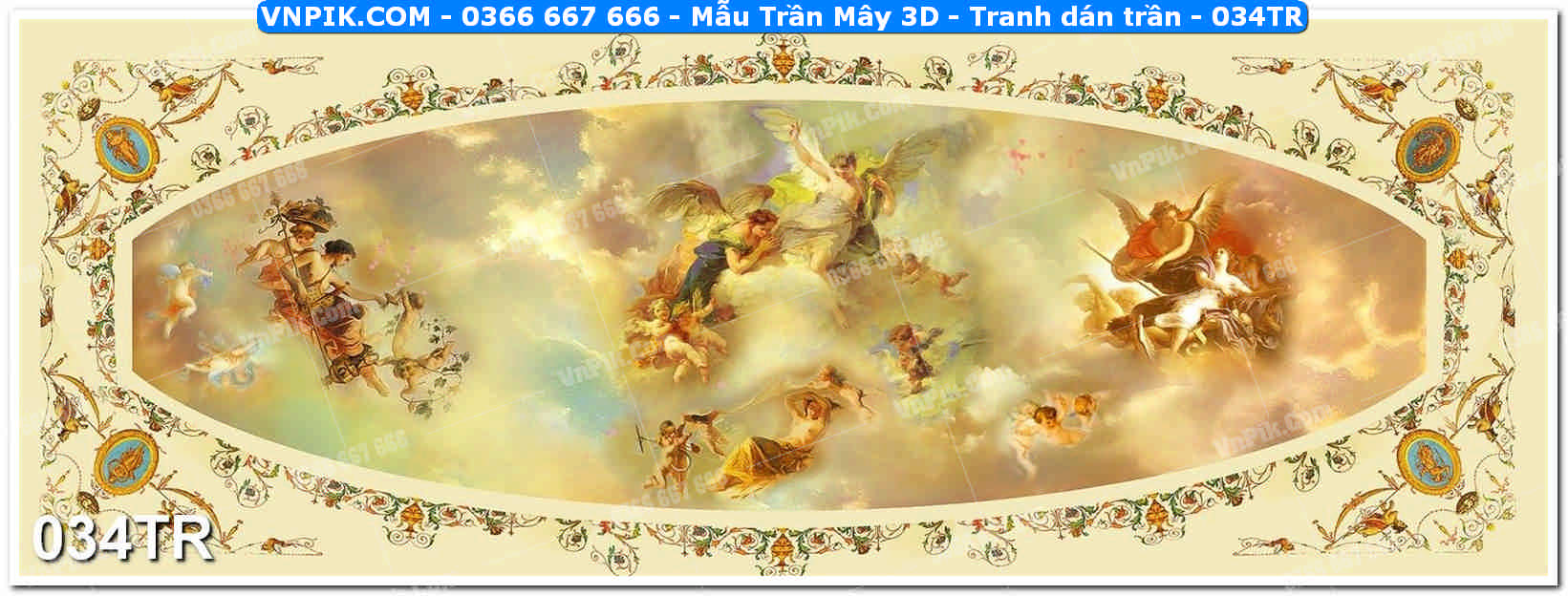Mẫu Trần Mây 3D – Tranh dán trần 034TR