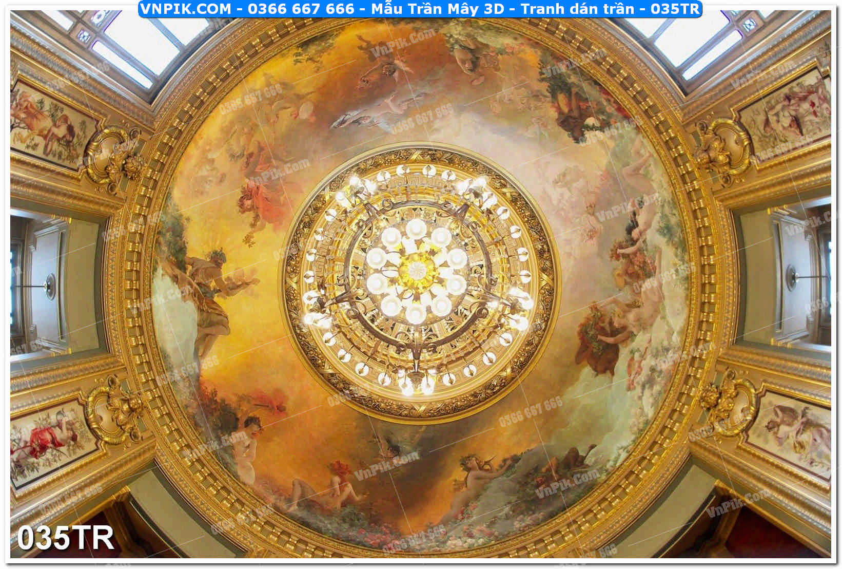 Mẫu Trần Mây 3D – Tranh dán trần 035TR