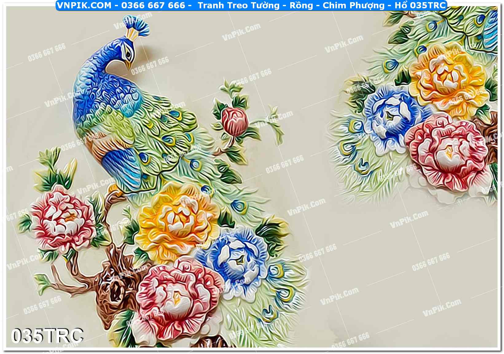 Tranh Treo Tường – Rồng – Chim Phượng – Hổ 035TRC