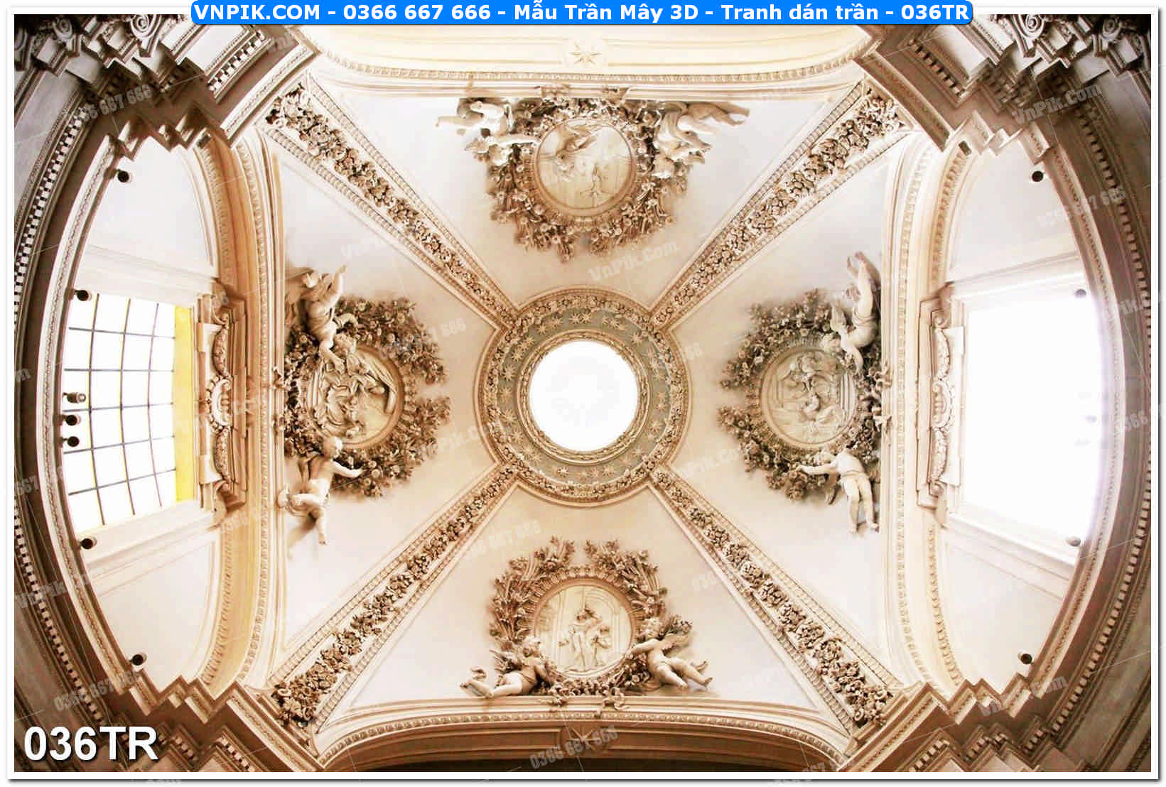 Mẫu Trần Mây 3D – Tranh dán trần 036TR