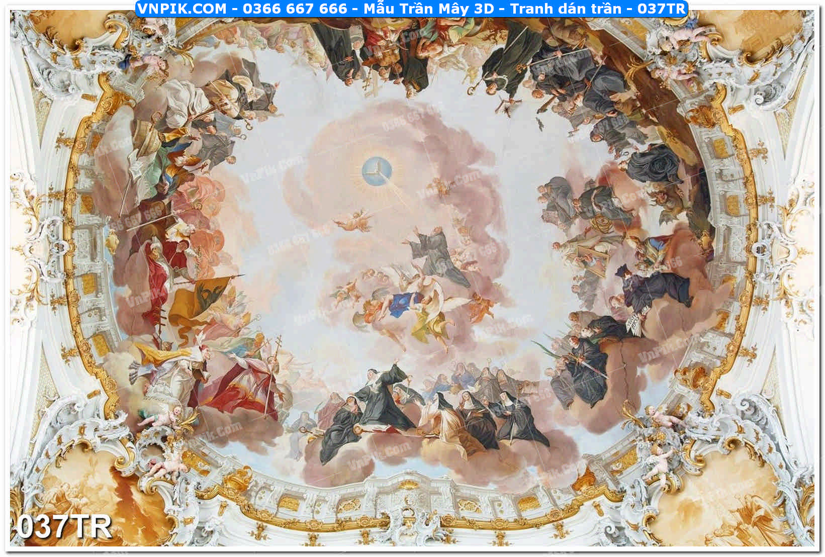 Mẫu Trần Mây 3D – Tranh dán trần 037TR