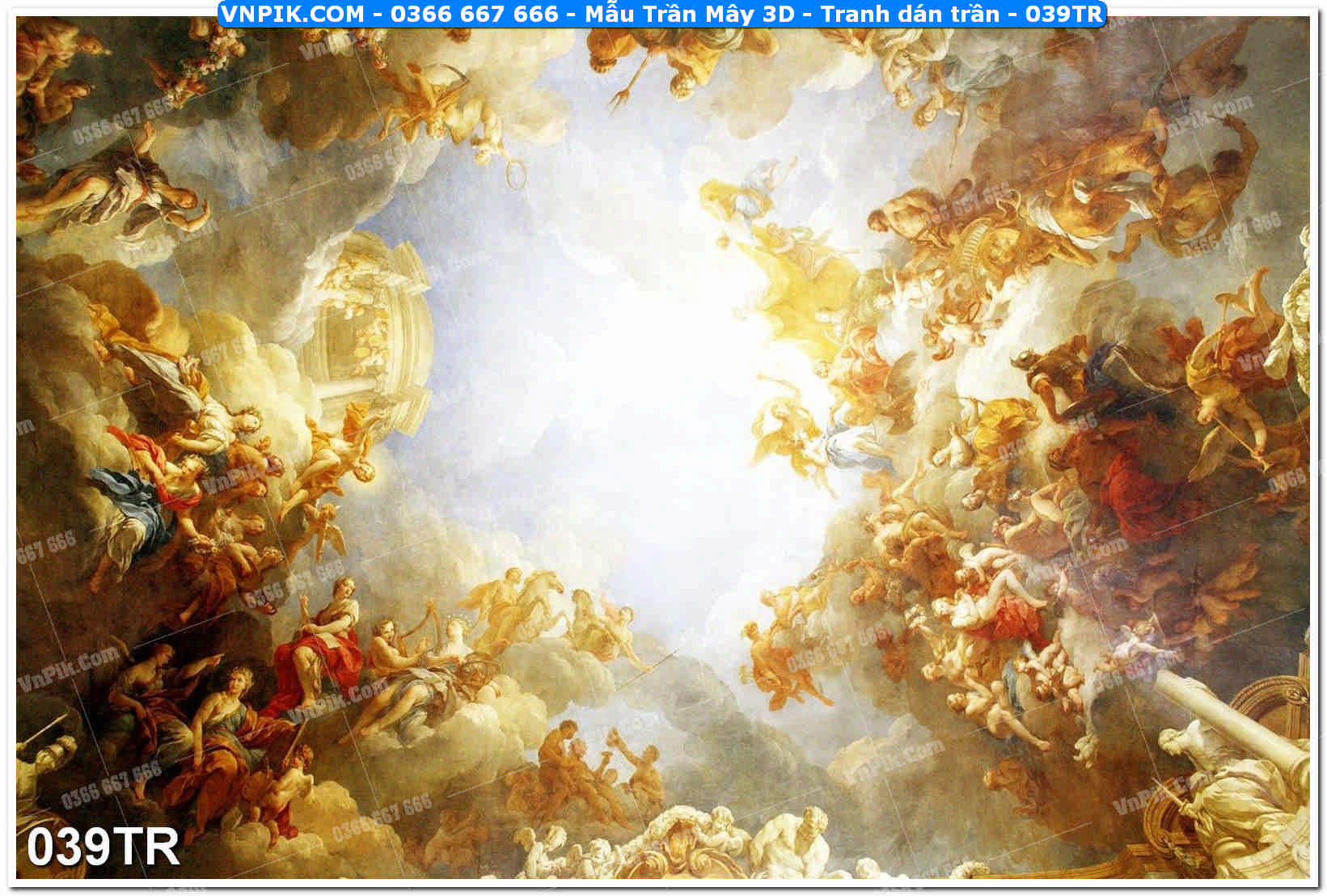 Mẫu Trần Mây 3D – Tranh dán trần 039TR
