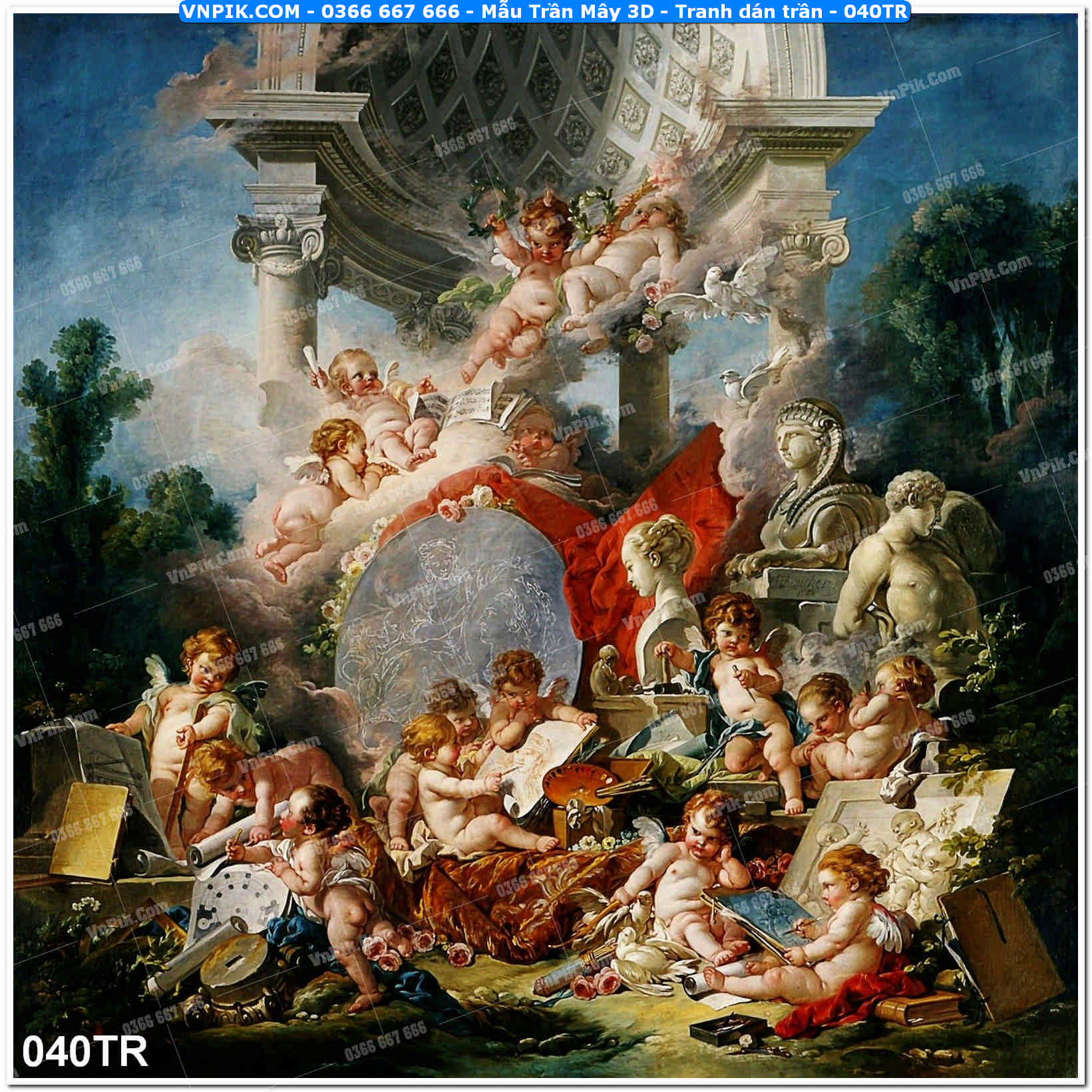 Mẫu Trần Mây 3D – Tranh dán trần 040TR