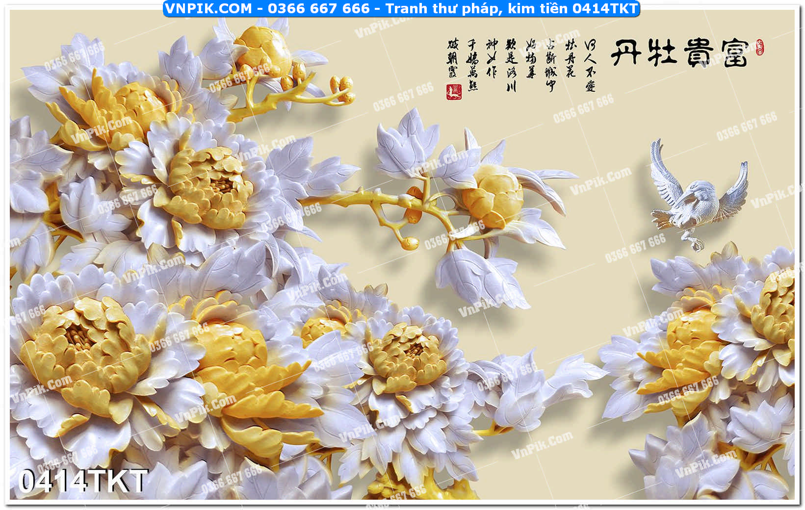 Tranh Thư Pháp – Kim Tiền 0414TKT