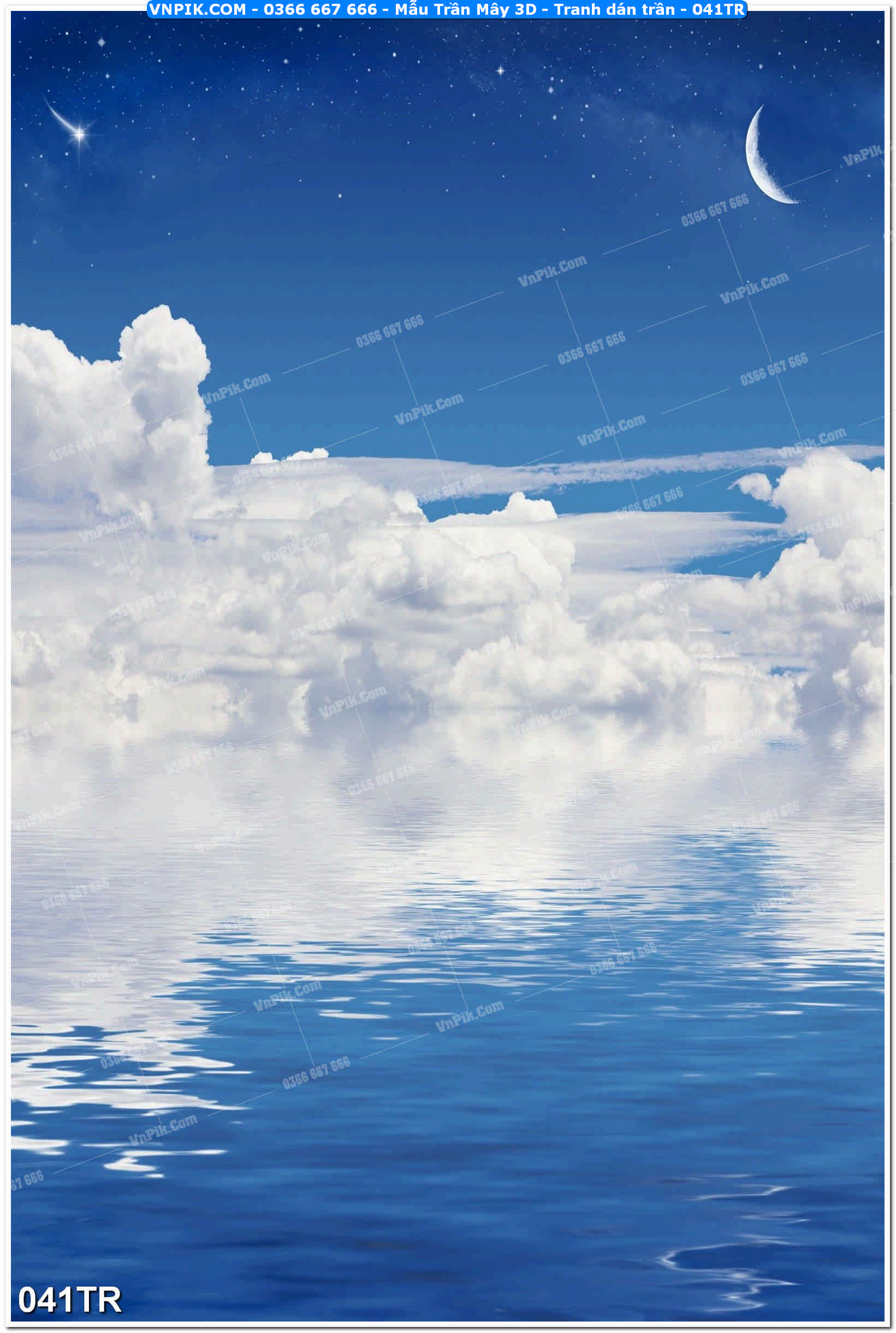 Mẫu Trần Mây 3D – Tranh dán trần 041TR