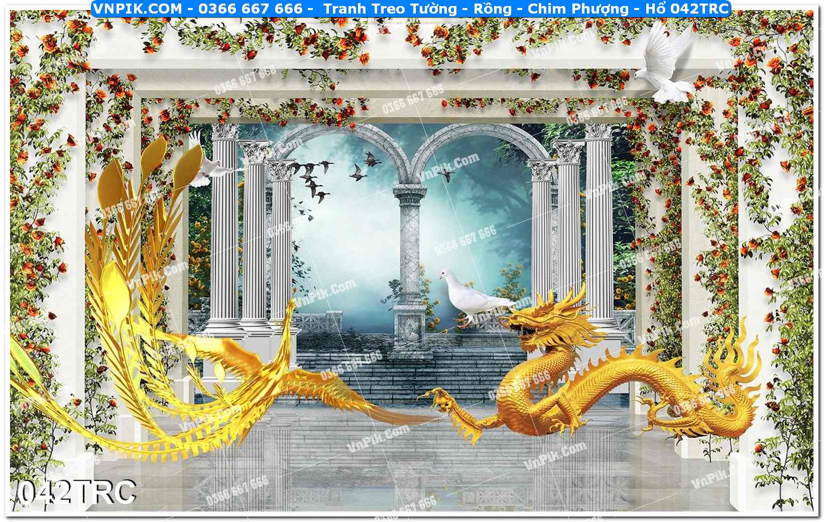 Tranh Treo Tường – Rồng – Chim Phượng – Hổ 042TRC