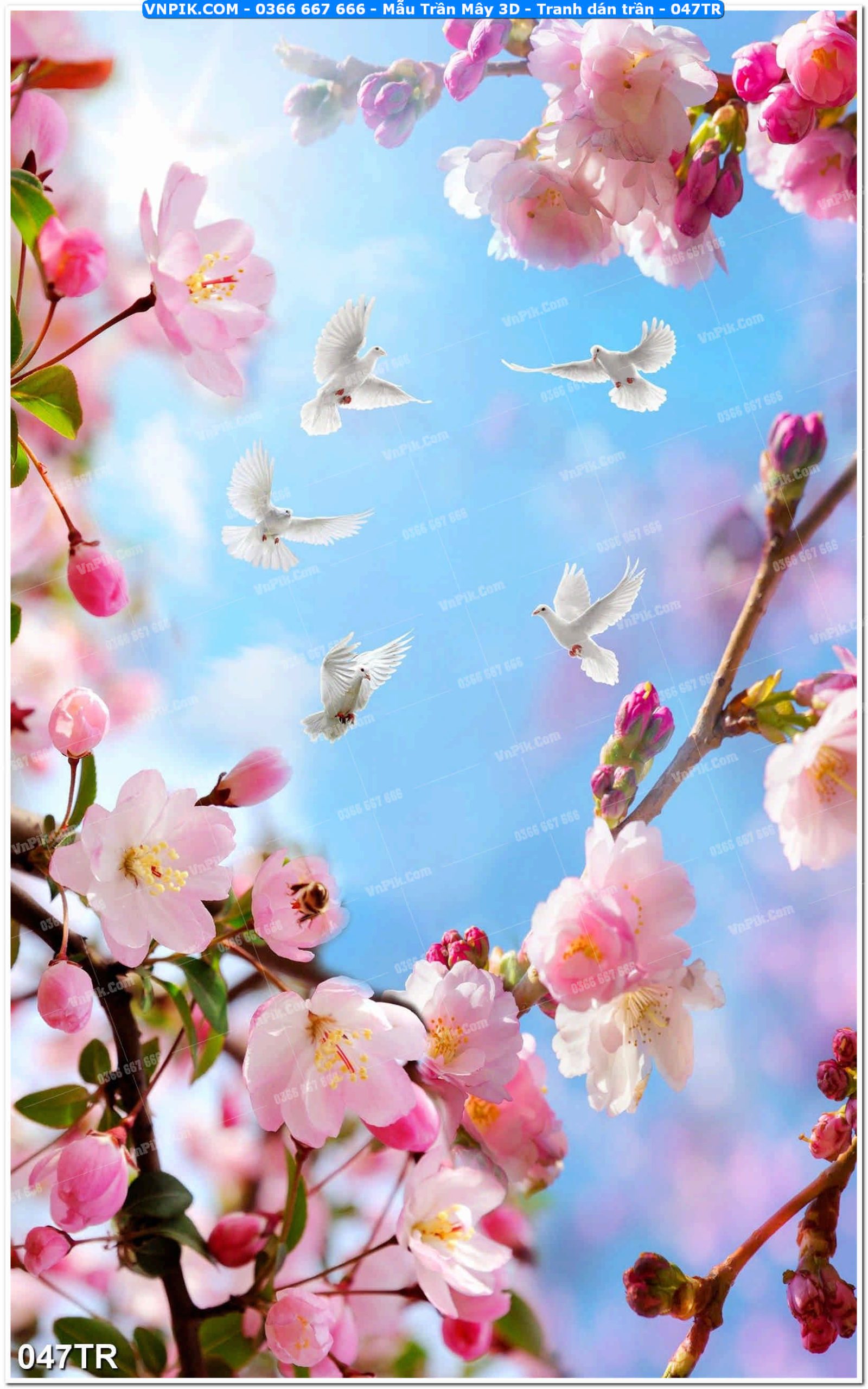 Mẫu Trần Mây 3D – Tranh dán trần 047TR