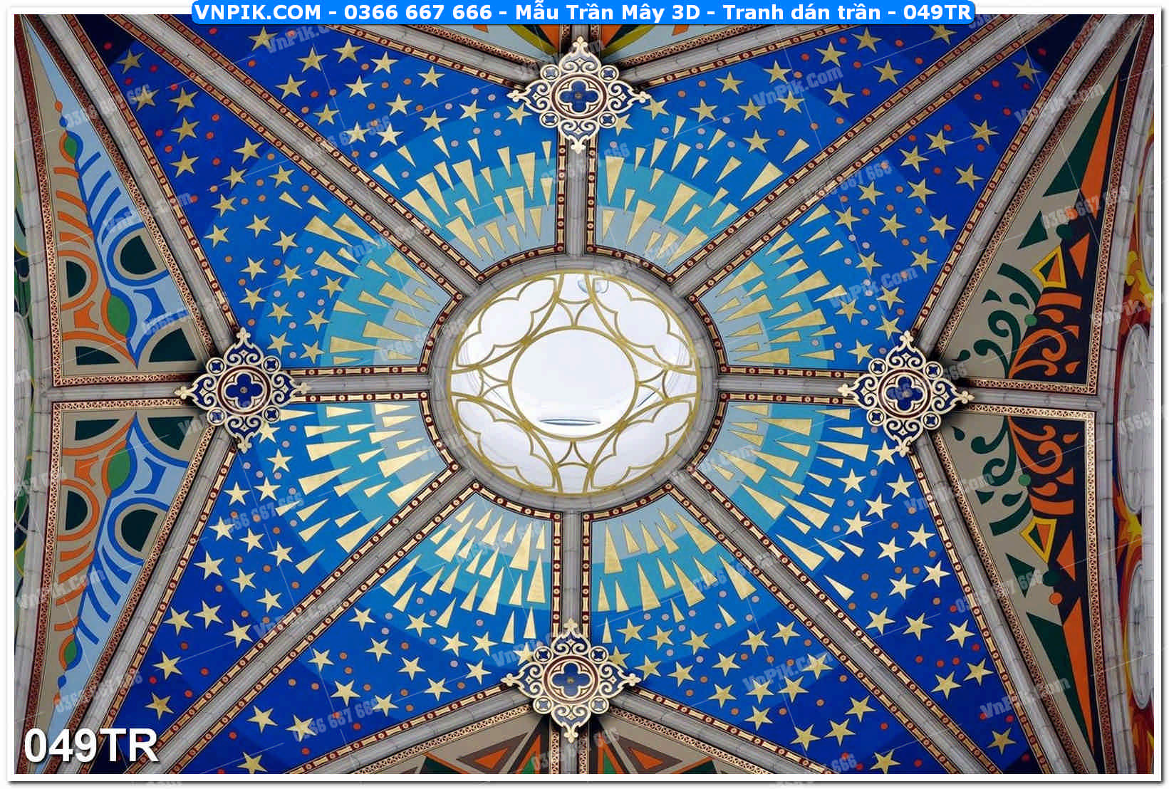 Mẫu Trần Mây 3D – Tranh dán trần 049TR