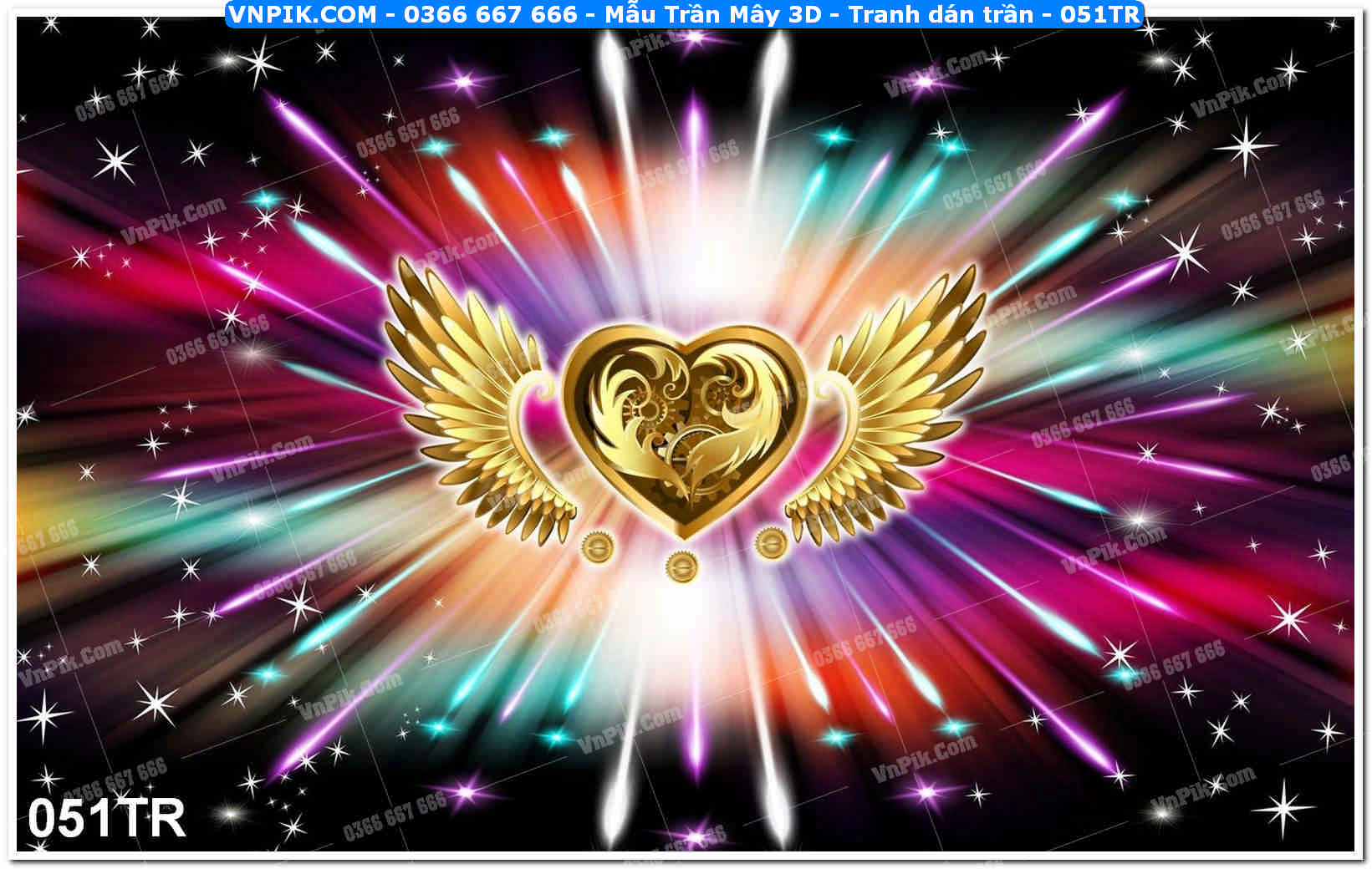 Mẫu Trần Mây 3D – Tranh dán trần 051TR