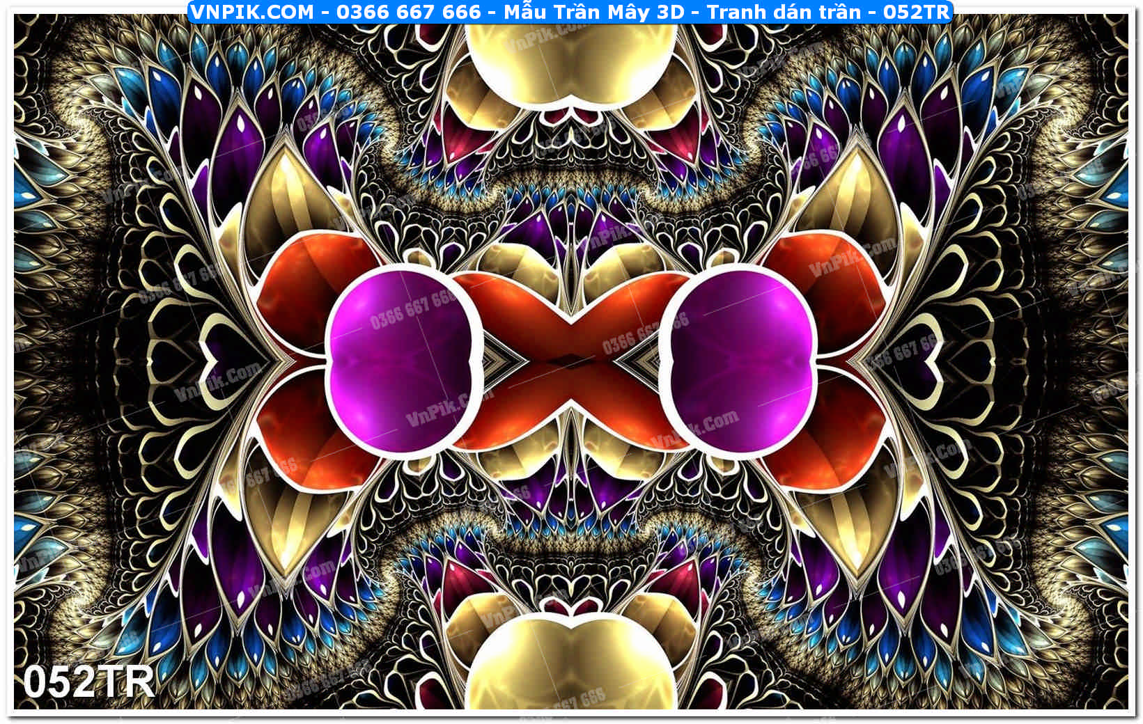 Mẫu Trần Mây 3D – Tranh dán trần 052TR