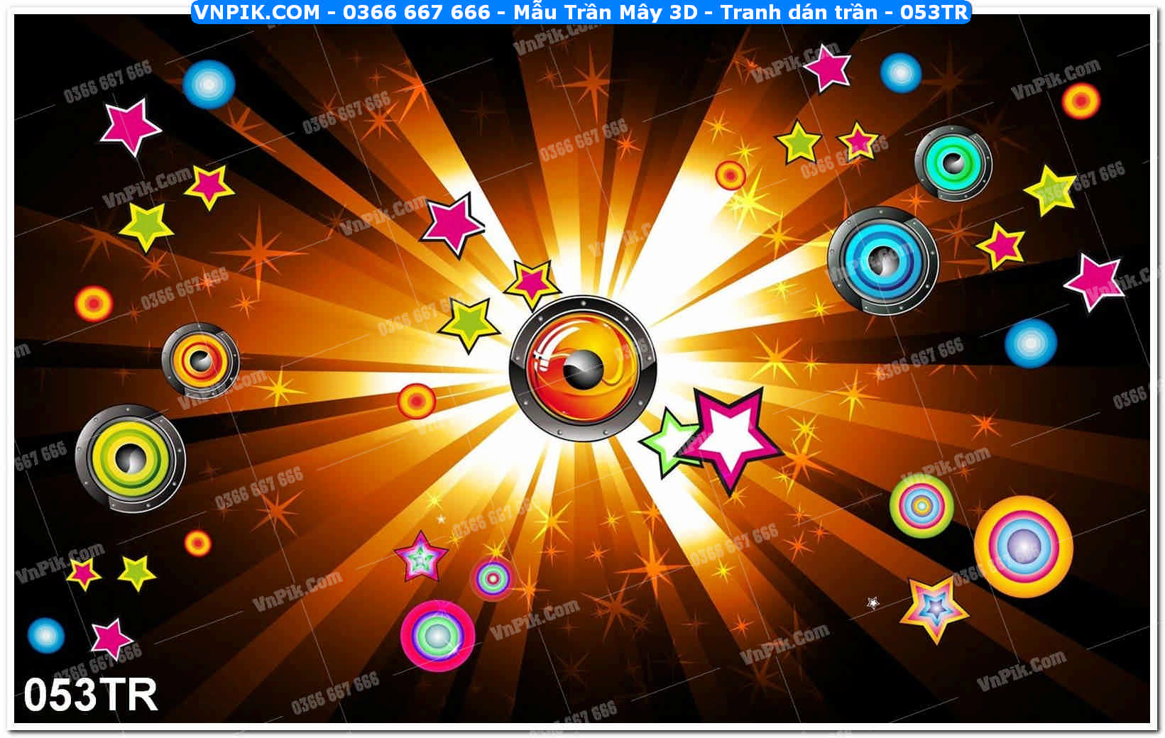 Mẫu Trần Mây 3D – Tranh dán trần 053TR