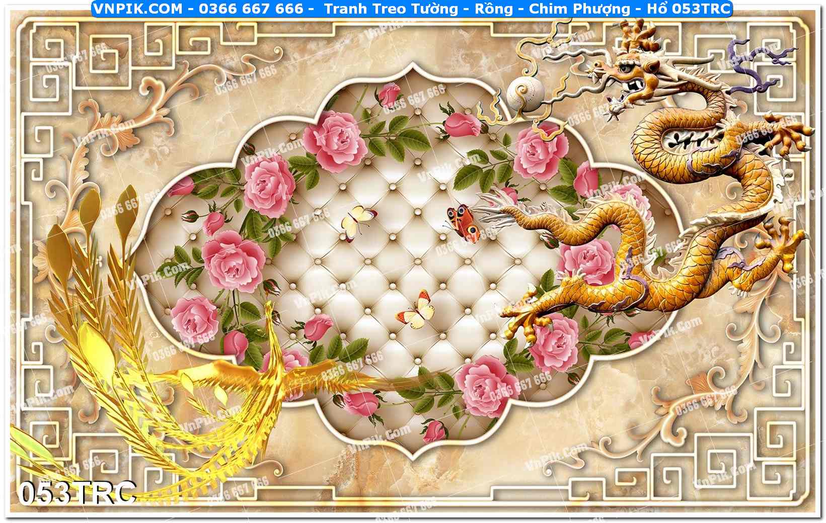 Tranh Treo Tường – Rồng – Chim Phượng – Hổ 053TRC