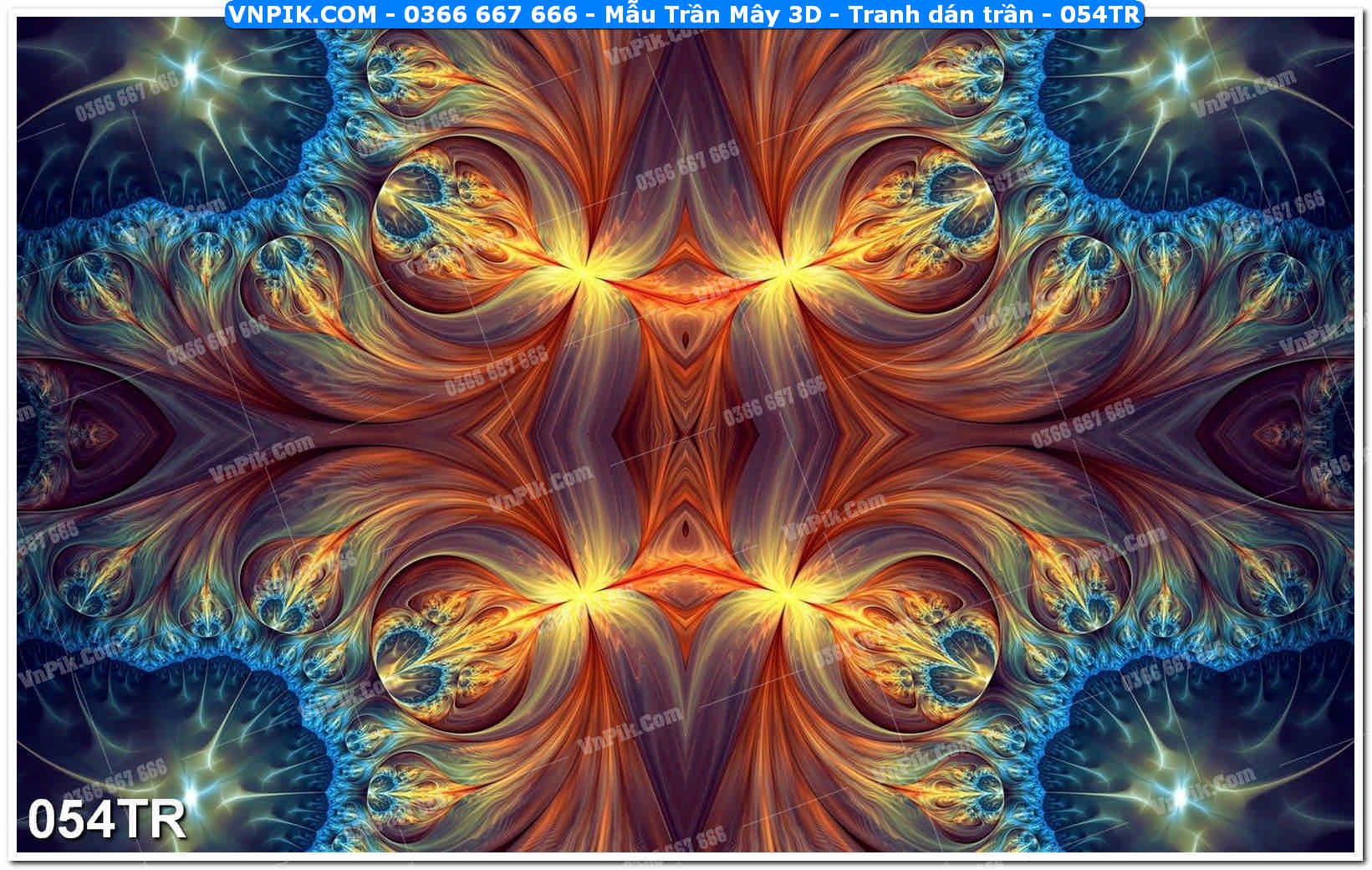 Mẫu Trần Mây 3D – Tranh dán trần 054TR