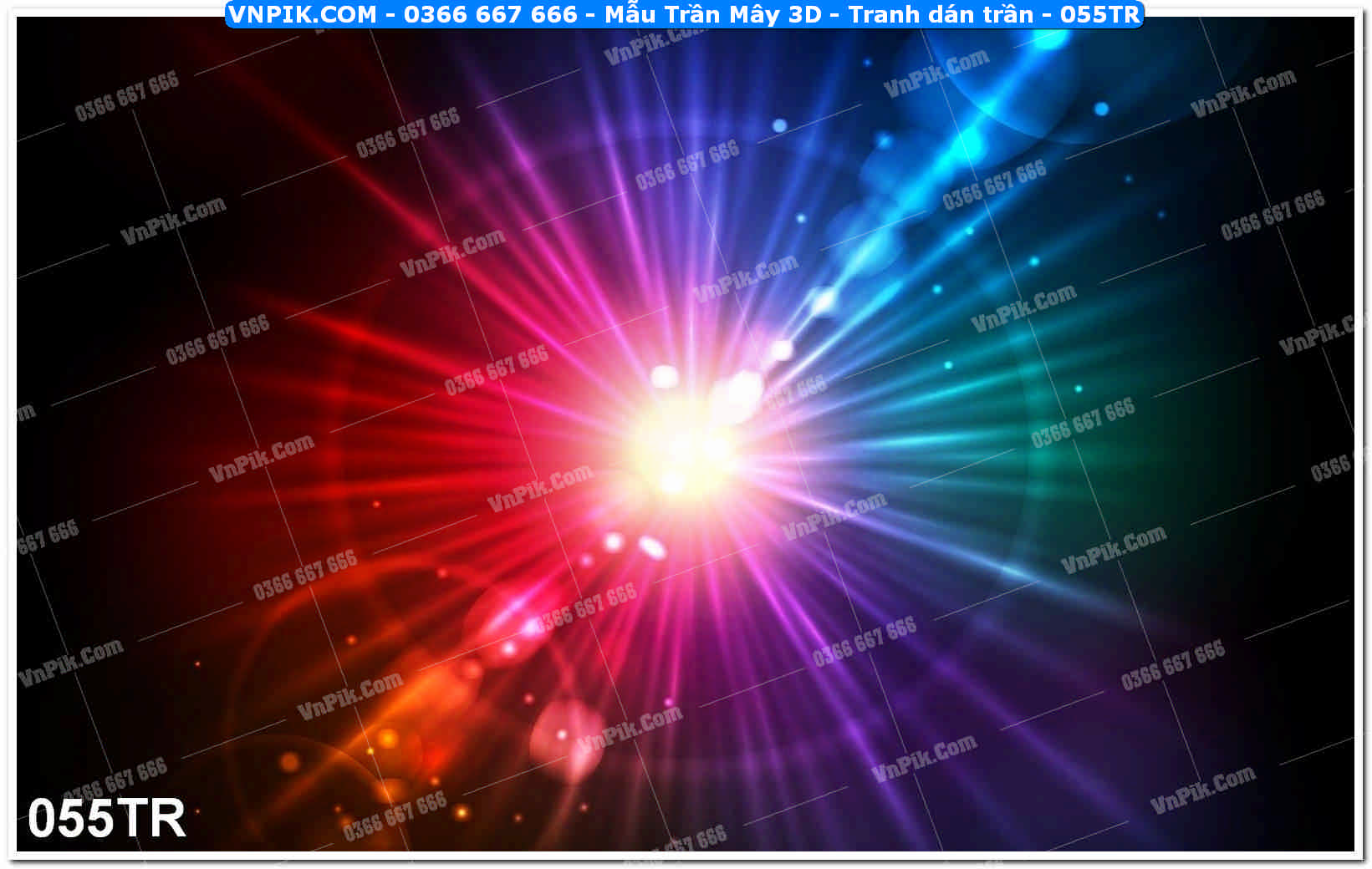Mẫu Trần Mây 3D – Tranh dán trần 055TR