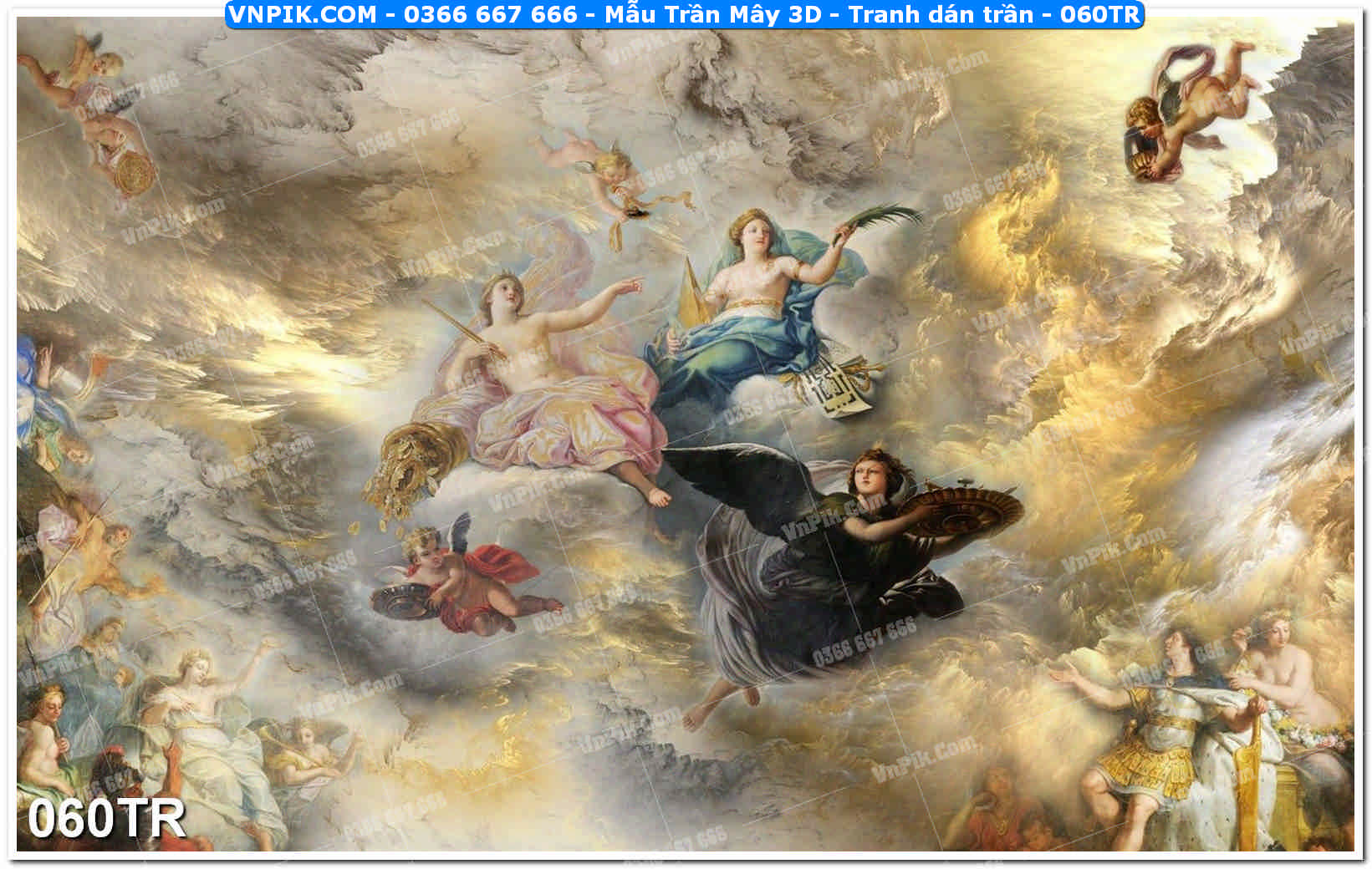 Mẫu Trần Mây 3D – Tranh dán trần 060TR
