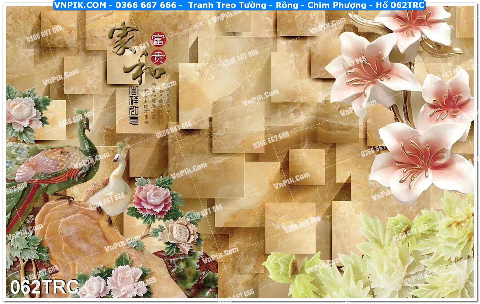 Tranh Treo Tường – Rồng – Chim Phượng – Hổ 062TRC