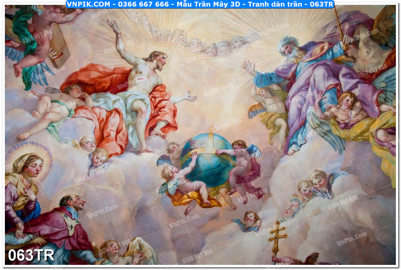Mẫu Trần Mây 3D – Tranh dán trần 063TR