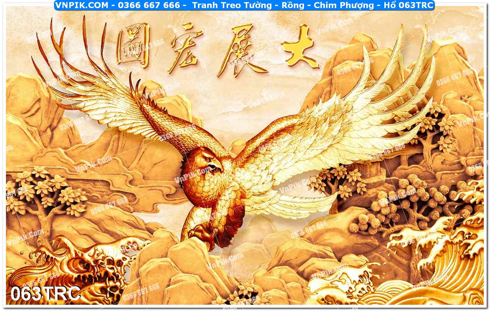 Tranh Treo Tường – Rồng – Chim Phượng – Hổ 063TRC