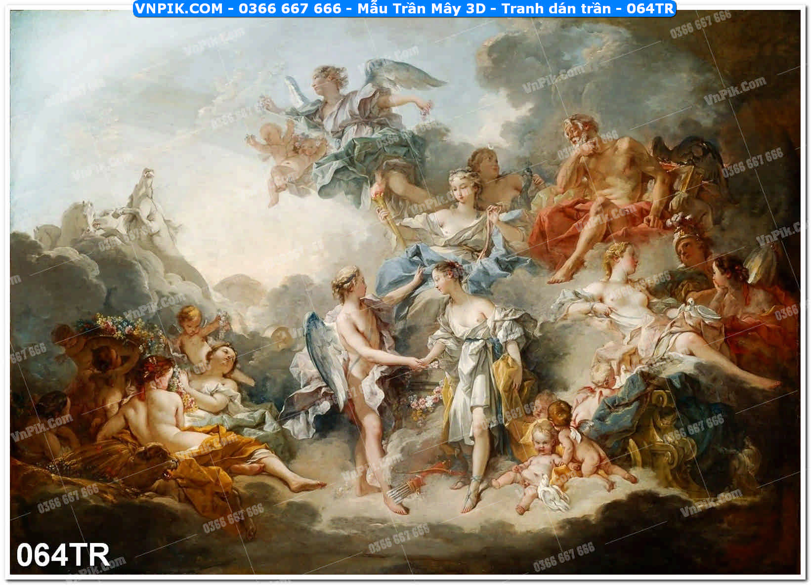 Mẫu Trần Mây 3D – Tranh dán trần 064TR