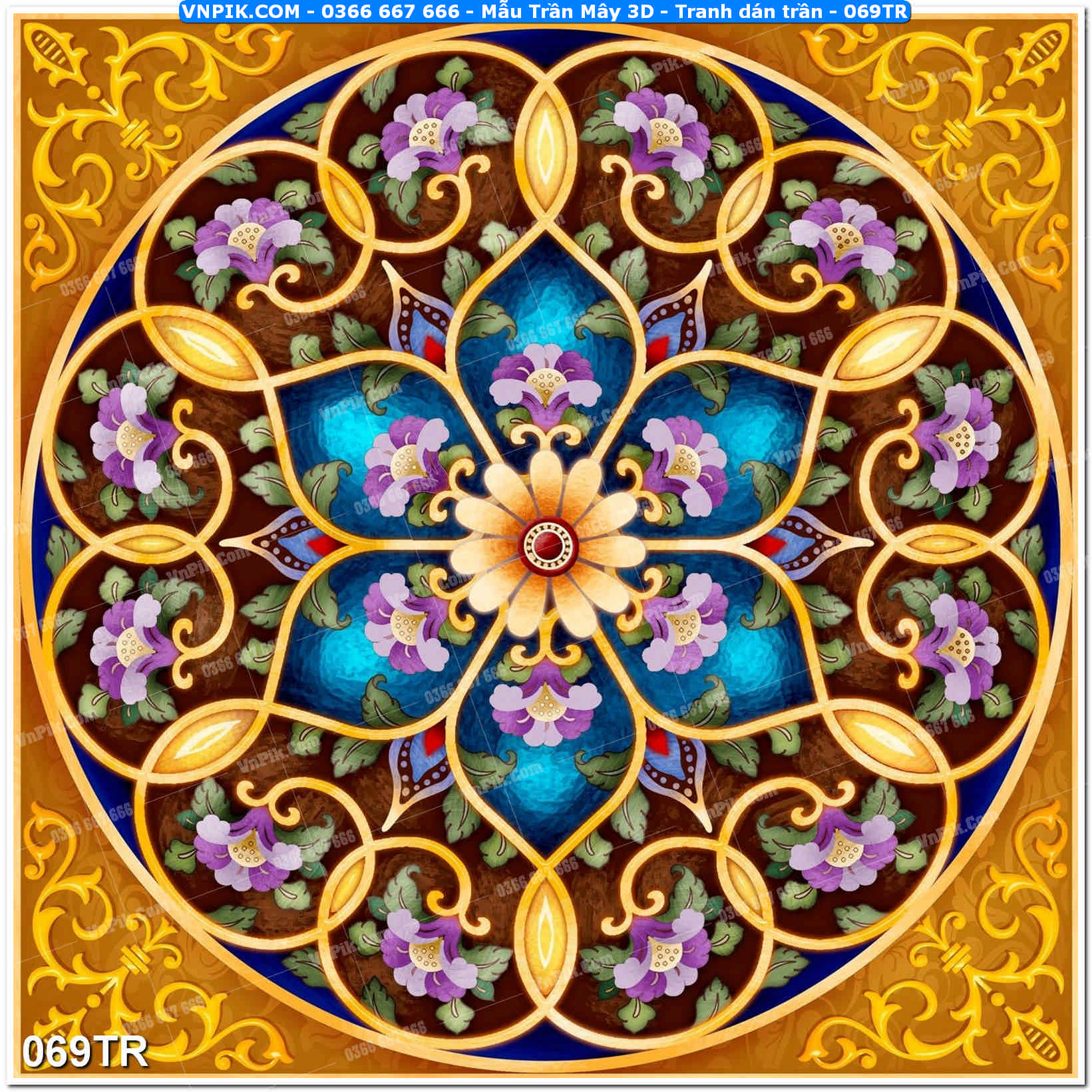 Mẫu Trần Mây 3D – Tranh dán trần 069TR