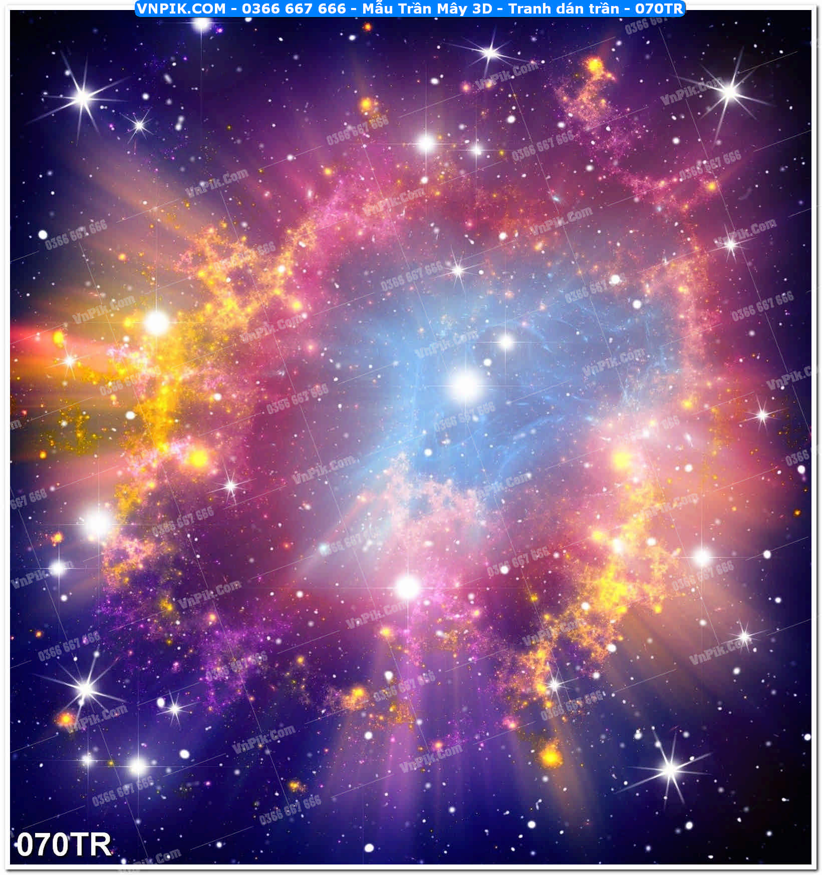 Mẫu Trần Mây 3D – Tranh dán trần 070TR